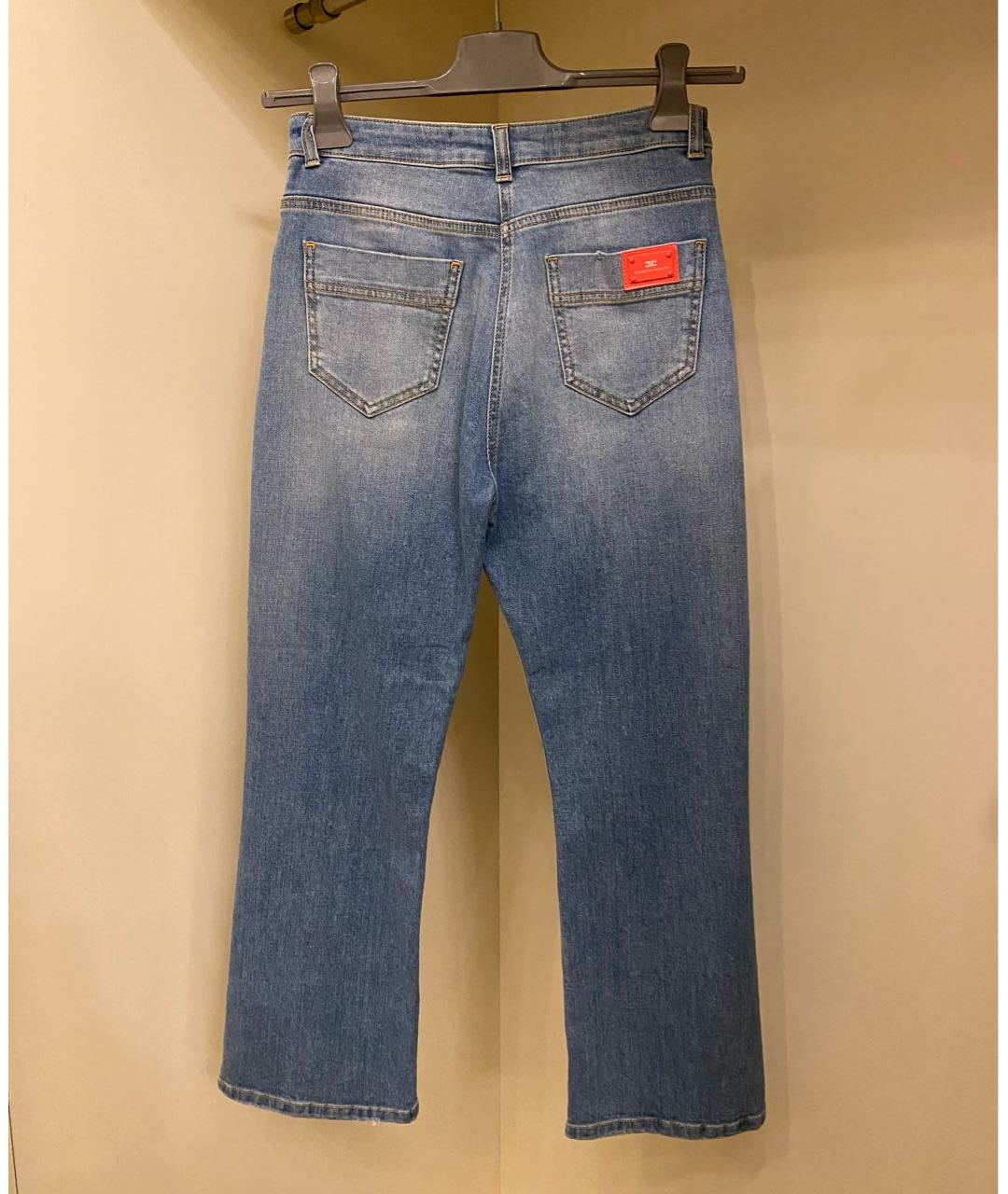 ELISABETTA FRANCHI Голубые хлопко-эластановые джинсы клеш, фото 5