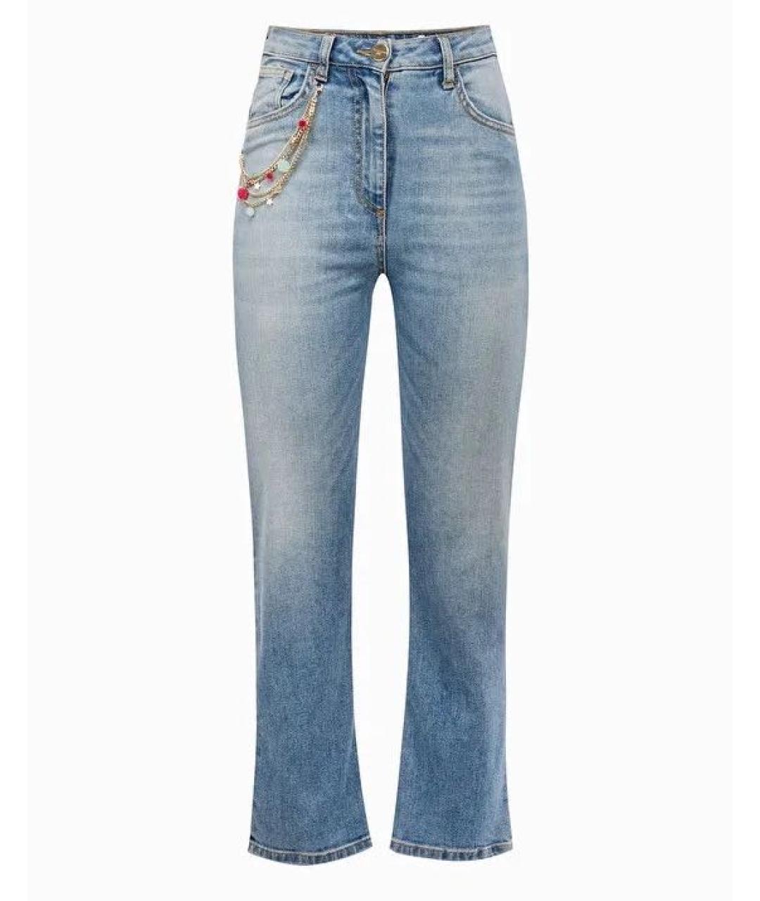 ELISABETTA FRANCHI Голубые хлопко-эластановые джинсы клеш, фото 9