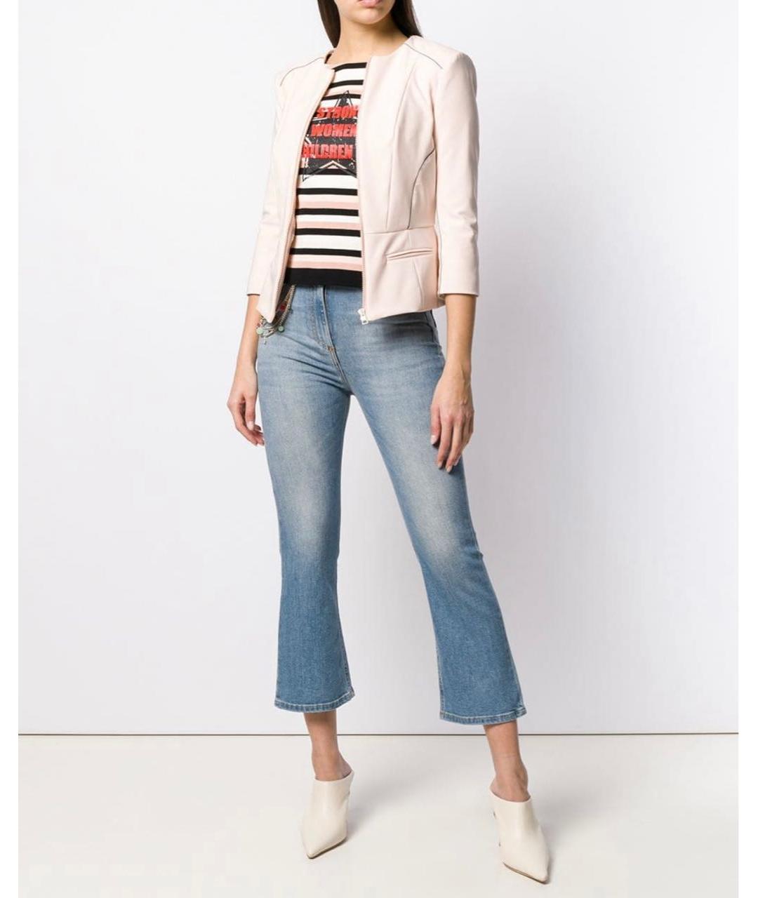 ELISABETTA FRANCHI Голубые хлопко-эластановые джинсы клеш, фото 8