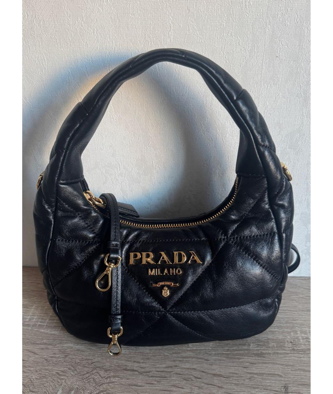 PRADA Черная кожаная сумка с короткими ручками, фото 6