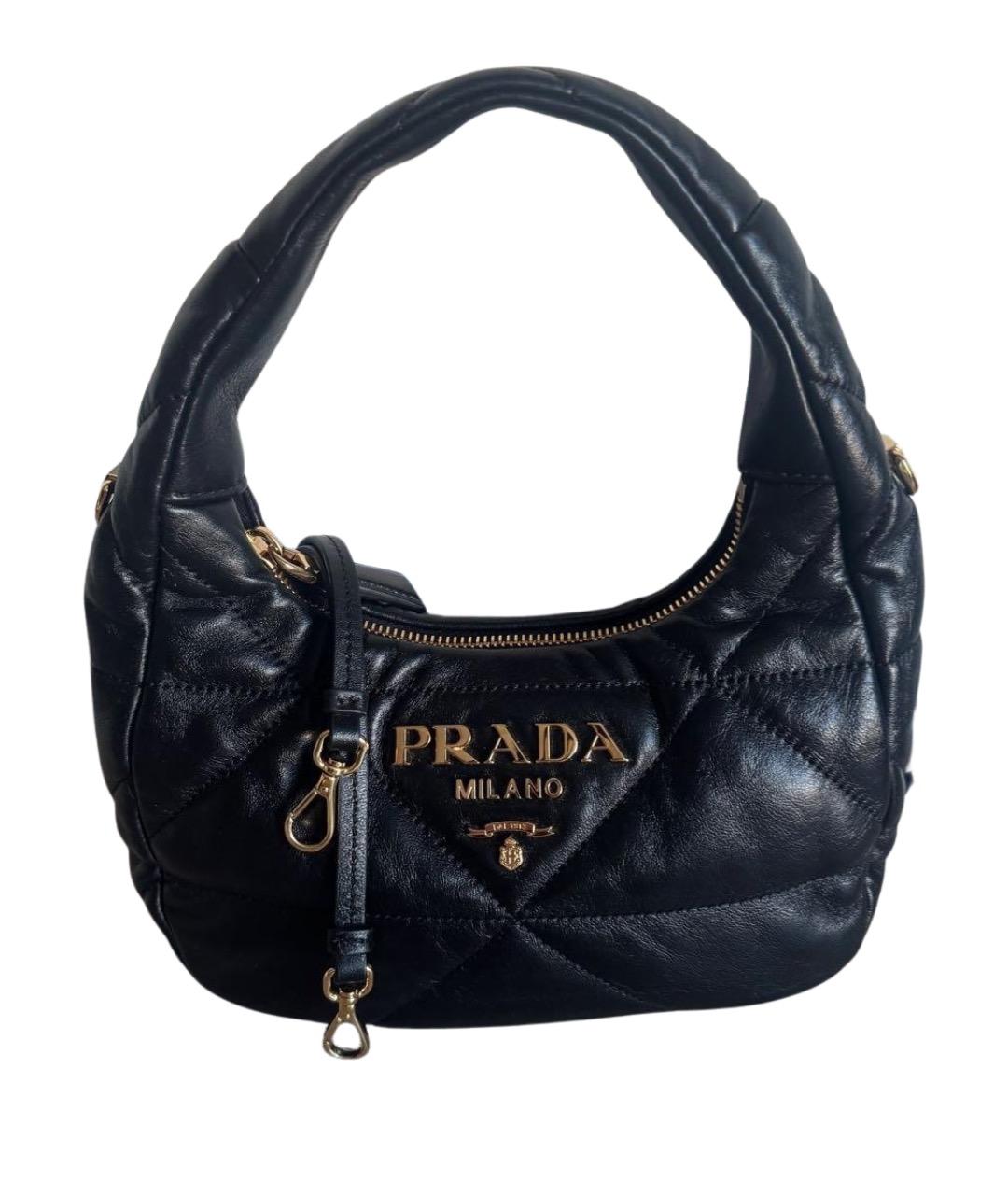 PRADA Черная кожаная сумка с короткими ручками, фото 1