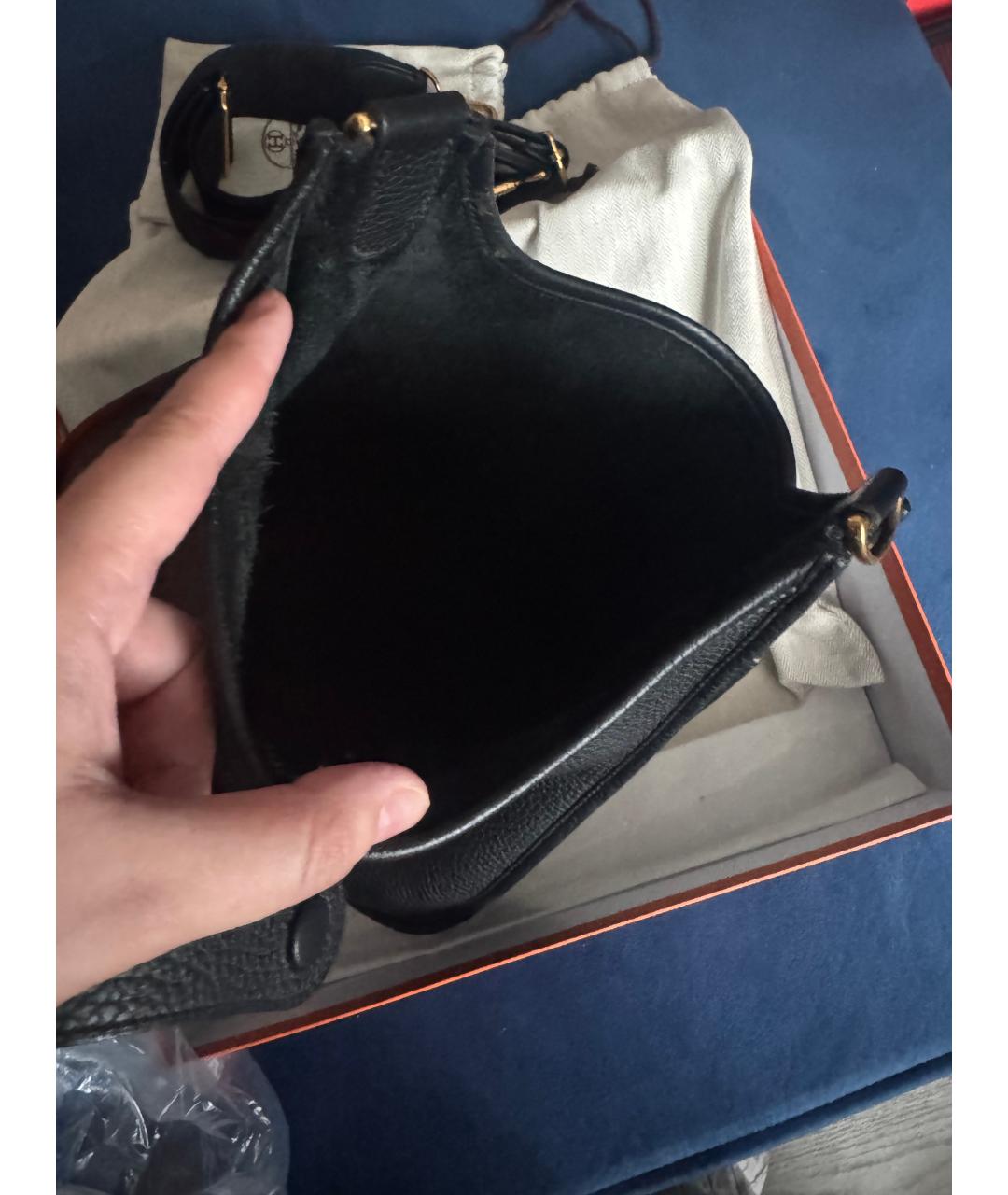 HERMES Черная кожаная сумка через плечо, фото 4