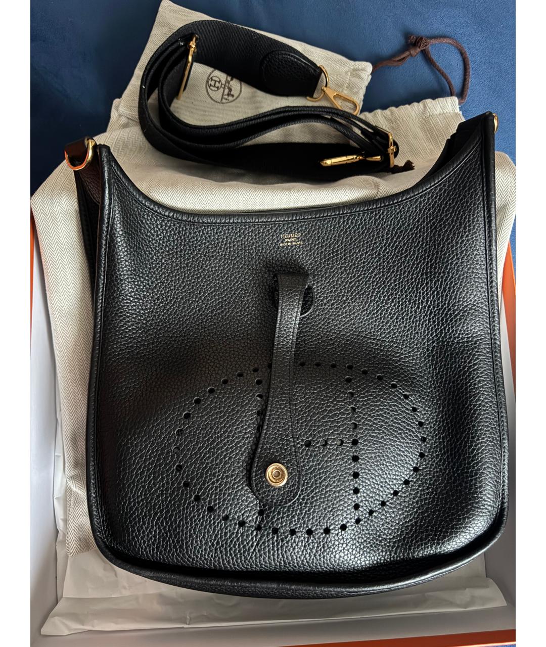 HERMES Черная кожаная сумка через плечо, фото 8