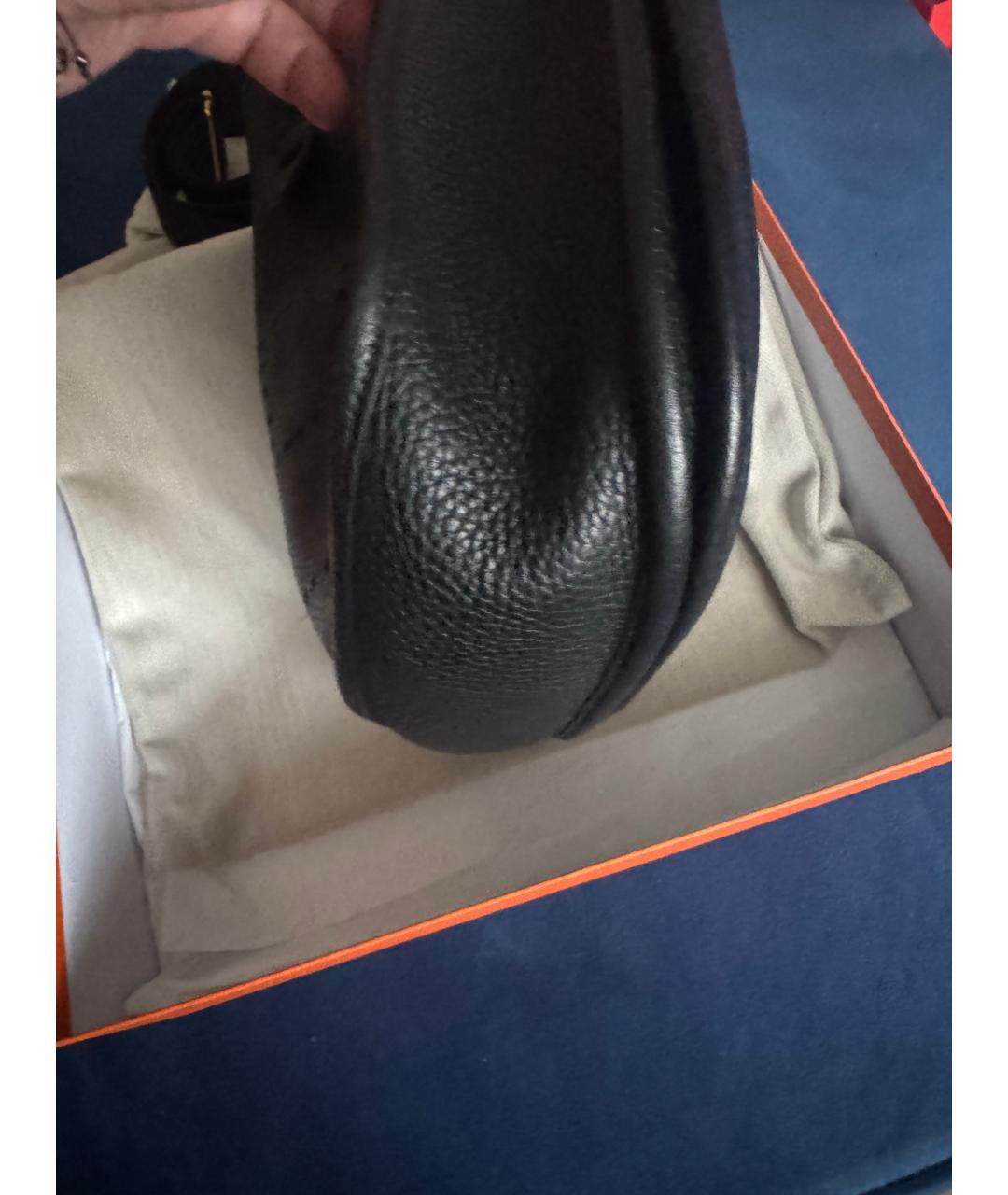 HERMES Черная кожаная сумка через плечо, фото 5