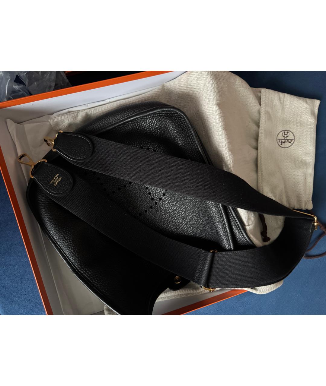 HERMES Черная кожаная сумка через плечо, фото 7