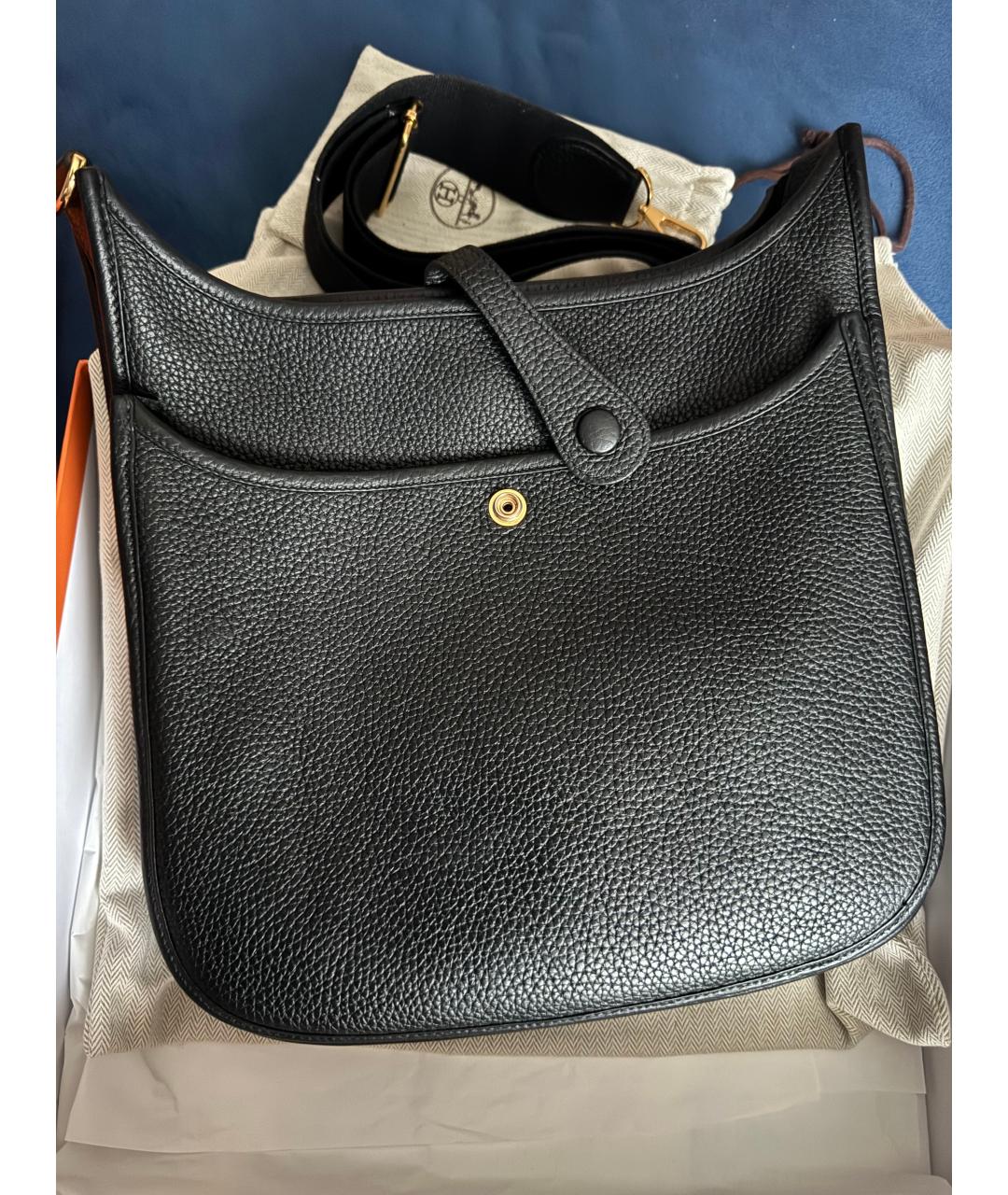 HERMES Черная кожаная сумка через плечо, фото 3