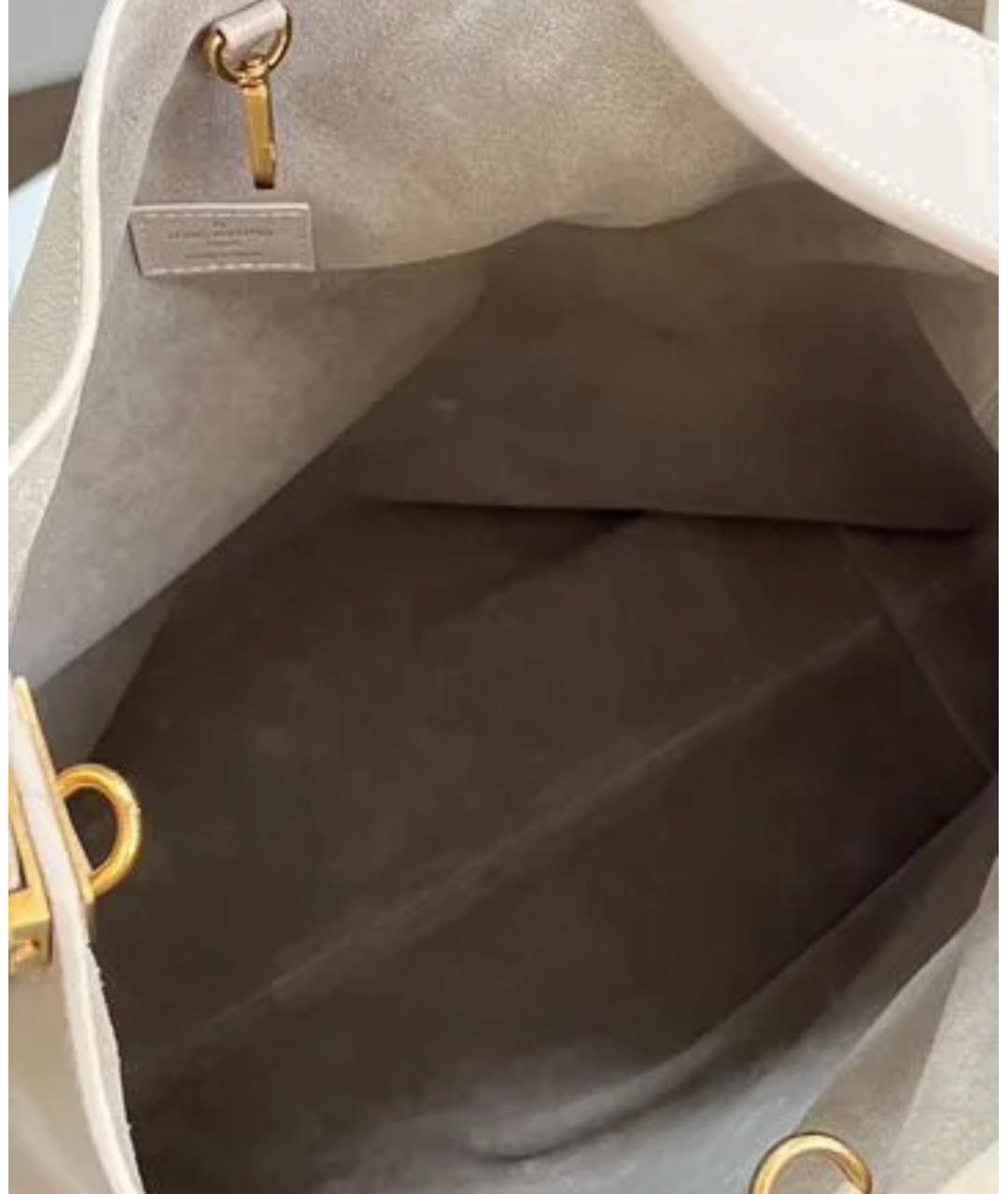 LOUIS VUITTON Бежевая кожаная сумка тоут, фото 3