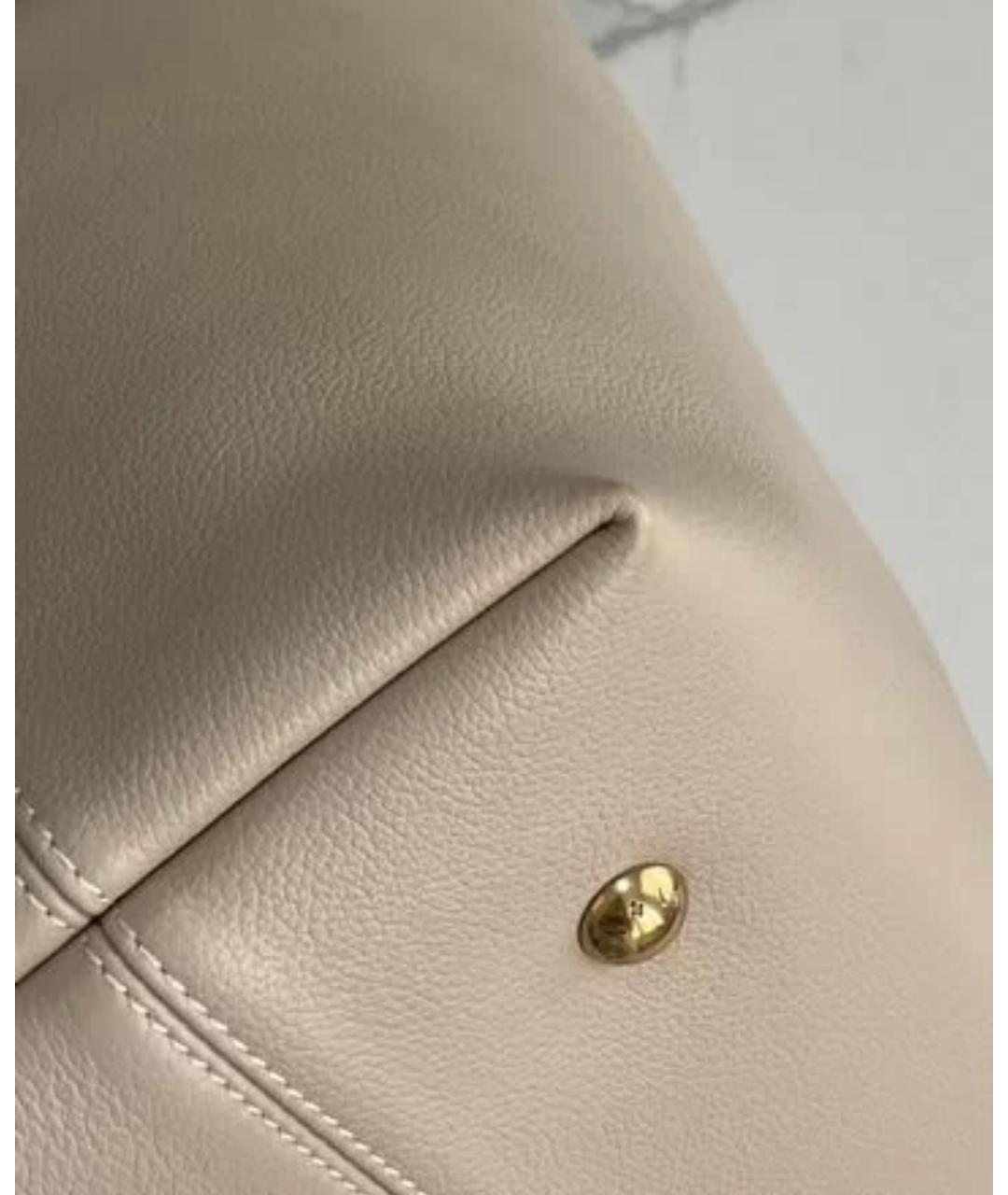 LOUIS VUITTON Бежевая кожаная сумка тоут, фото 2