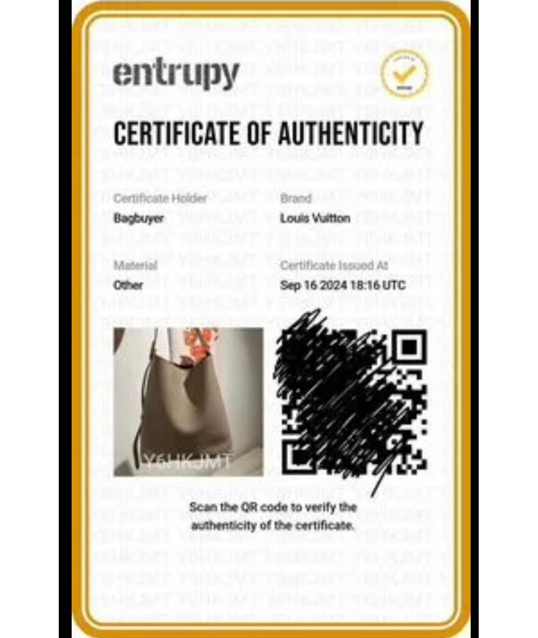 LOUIS VUITTON Бежевая кожаная сумка тоут, фото 5