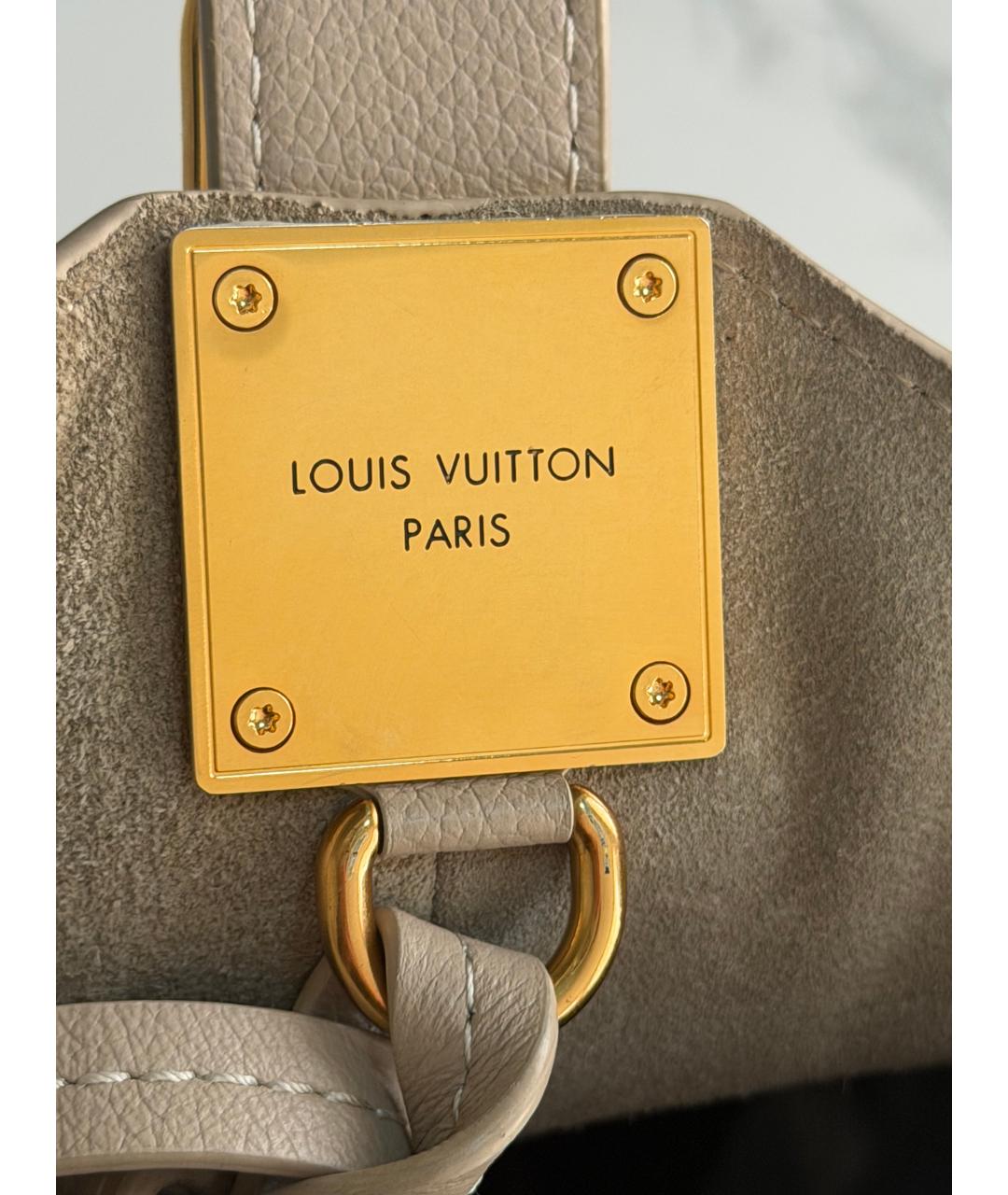 LOUIS VUITTON Бежевая кожаная сумка тоут, фото 7
