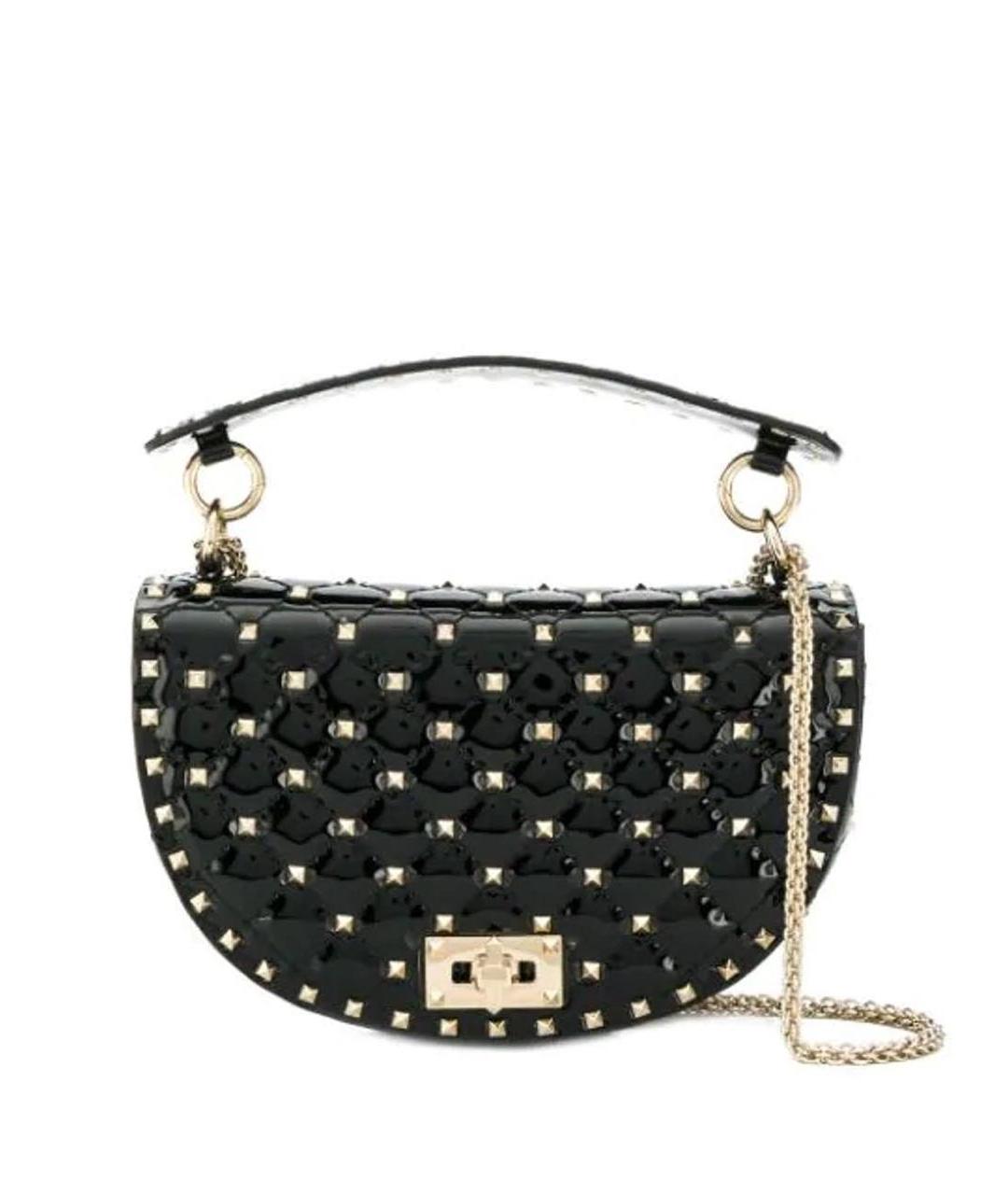 VALENTINO Черная сумка с короткими ручками из лакированной кожи, фото 9