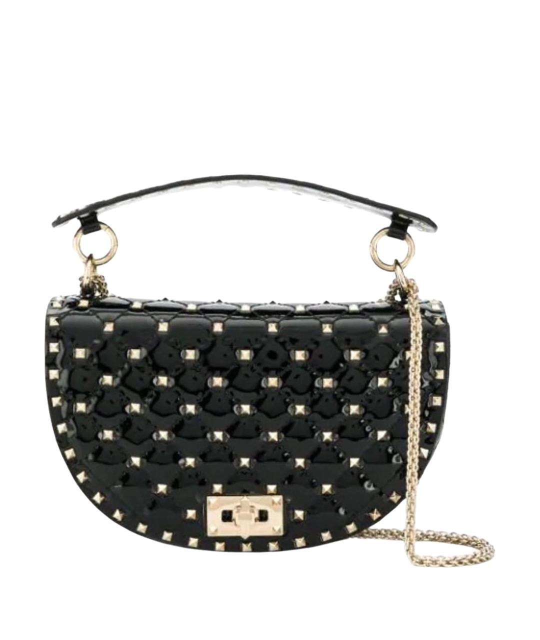 VALENTINO Черная сумка с короткими ручками из лакированной кожи, фото 1