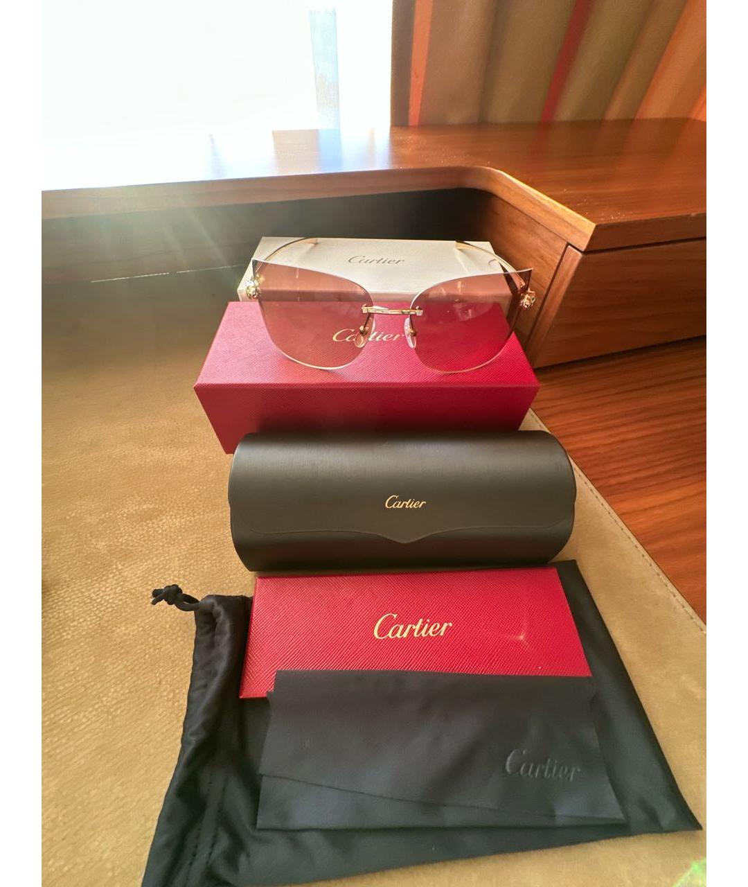 CARTIER Золотые металлические солнцезащитные очки, фото 4