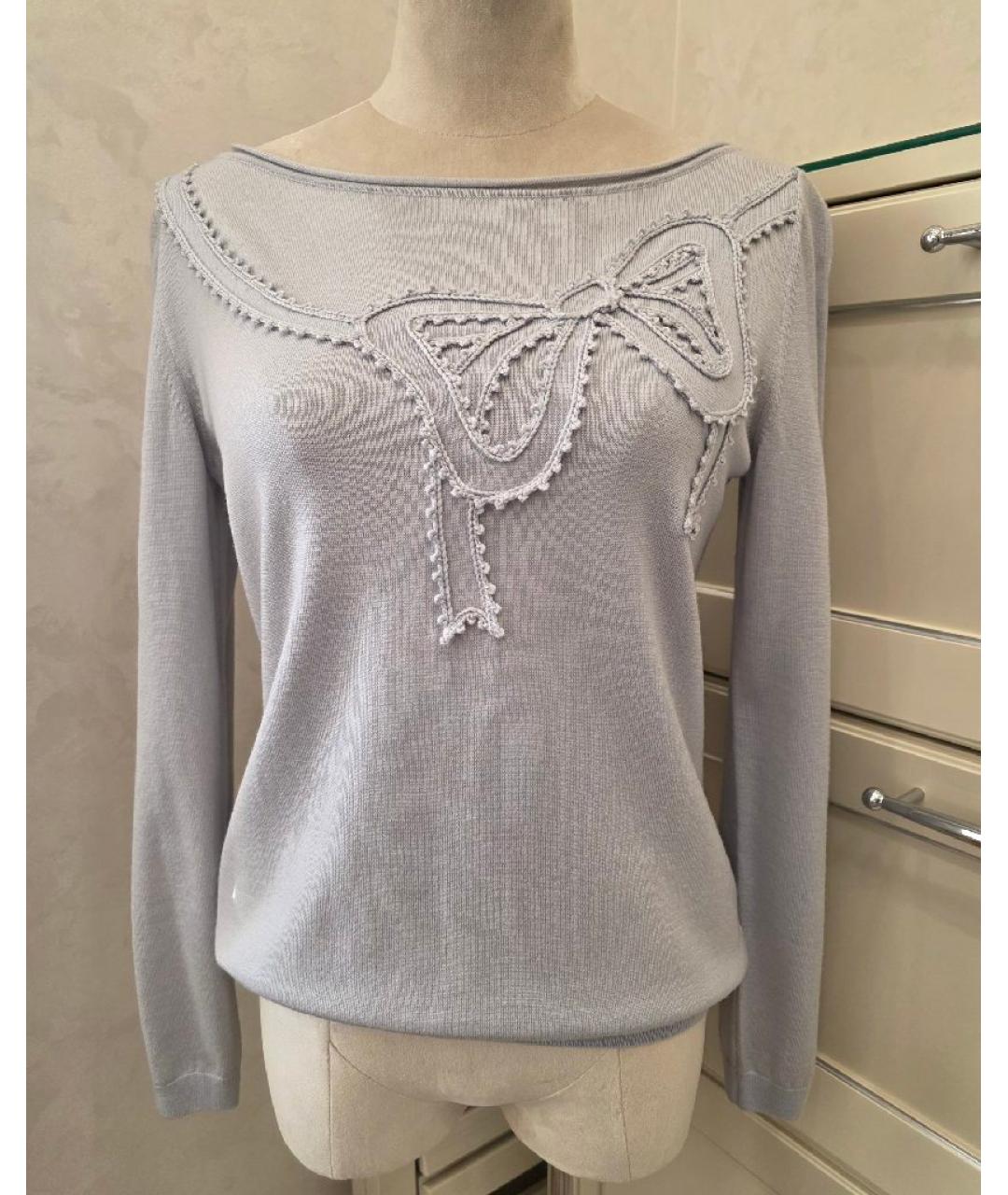 MOSCHINO Голубой шерстяной джемпер / свитер, фото 2