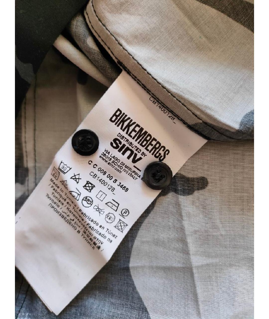 BIKKEMBERGS Серая хлопковая кэжуал рубашка, фото 6