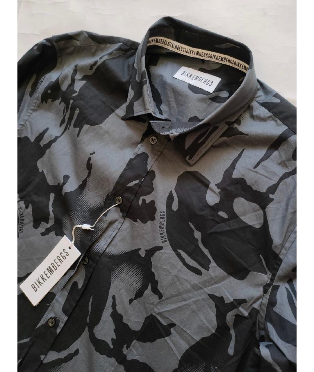 BIKKEMBERGS Серая хлопковая кэжуал рубашка, фото 3