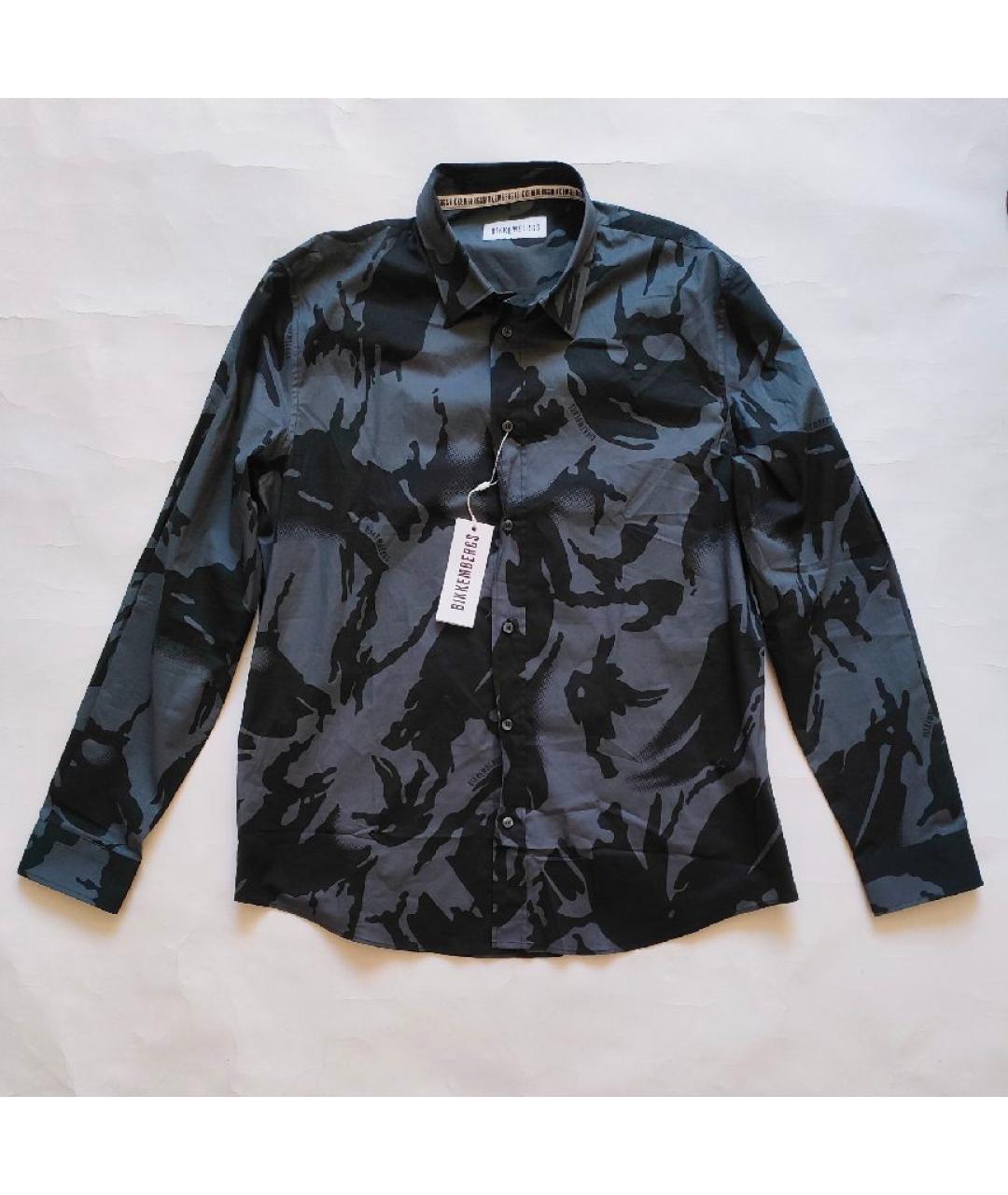 BIKKEMBERGS Серая хлопковая кэжуал рубашка, фото 8