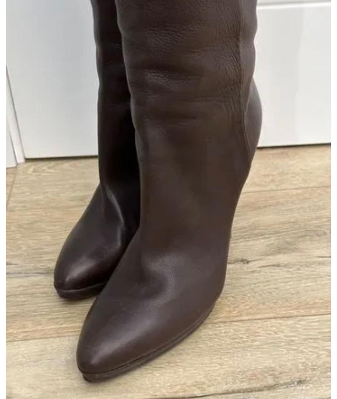 JIMMY CHOO Коричневые кожаные ботфорты, фото 2