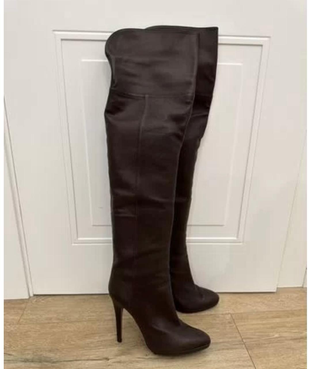 JIMMY CHOO Коричневые кожаные ботфорты, фото 8