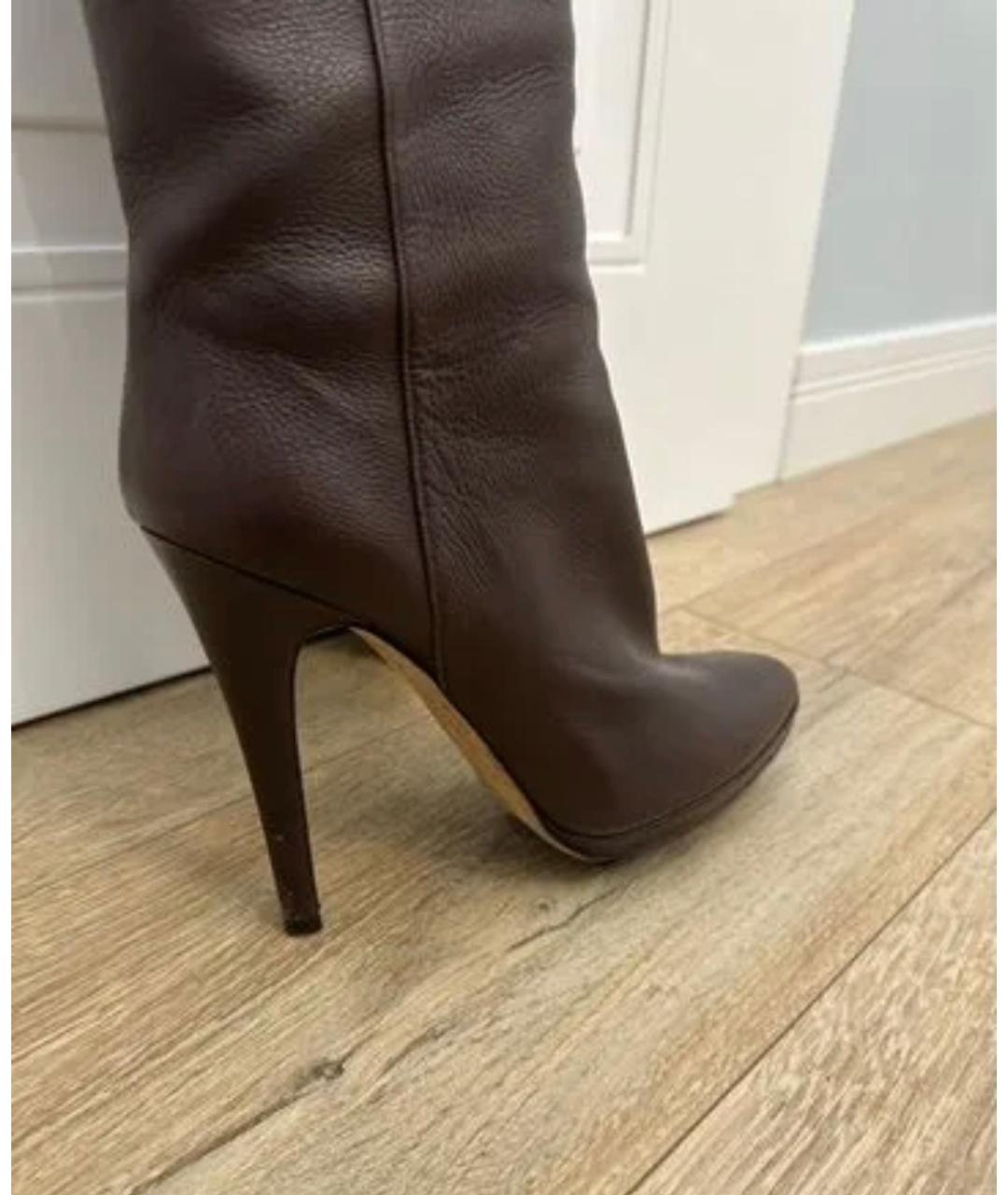 JIMMY CHOO Коричневые кожаные ботфорты, фото 3