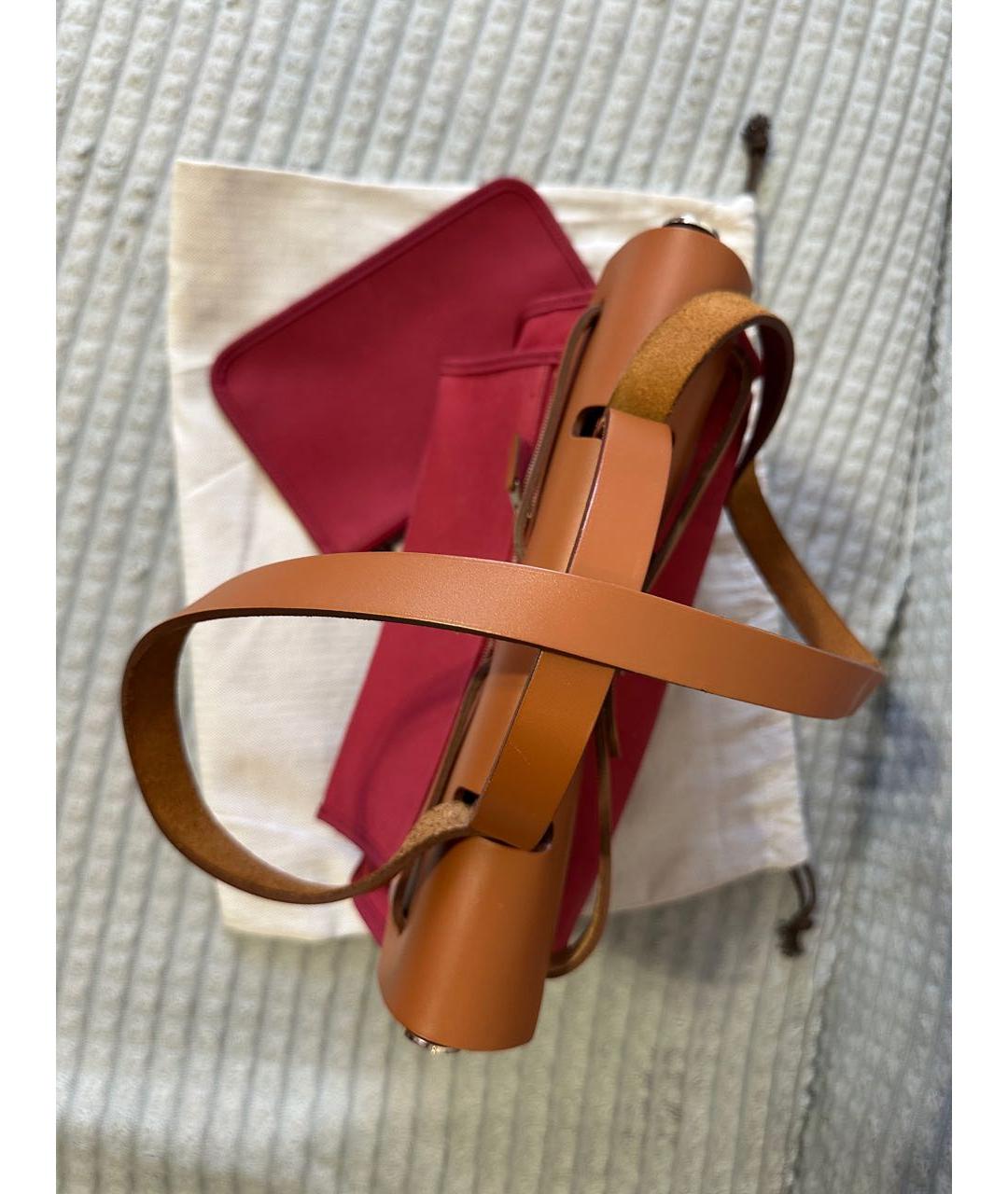 HERMES Розовая тканевая сумка через плечо, фото 4