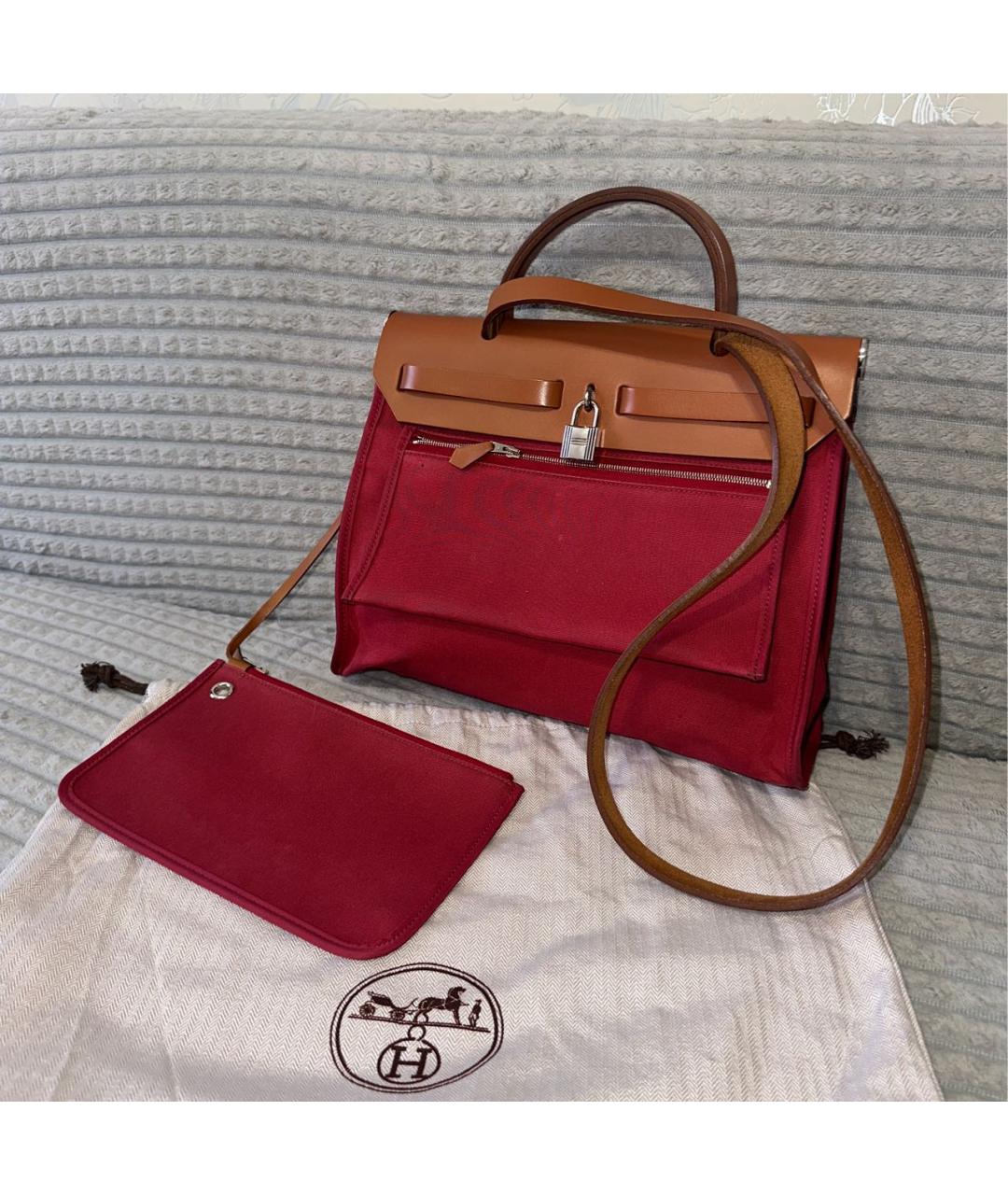 HERMES Розовая тканевая сумка через плечо, фото 2