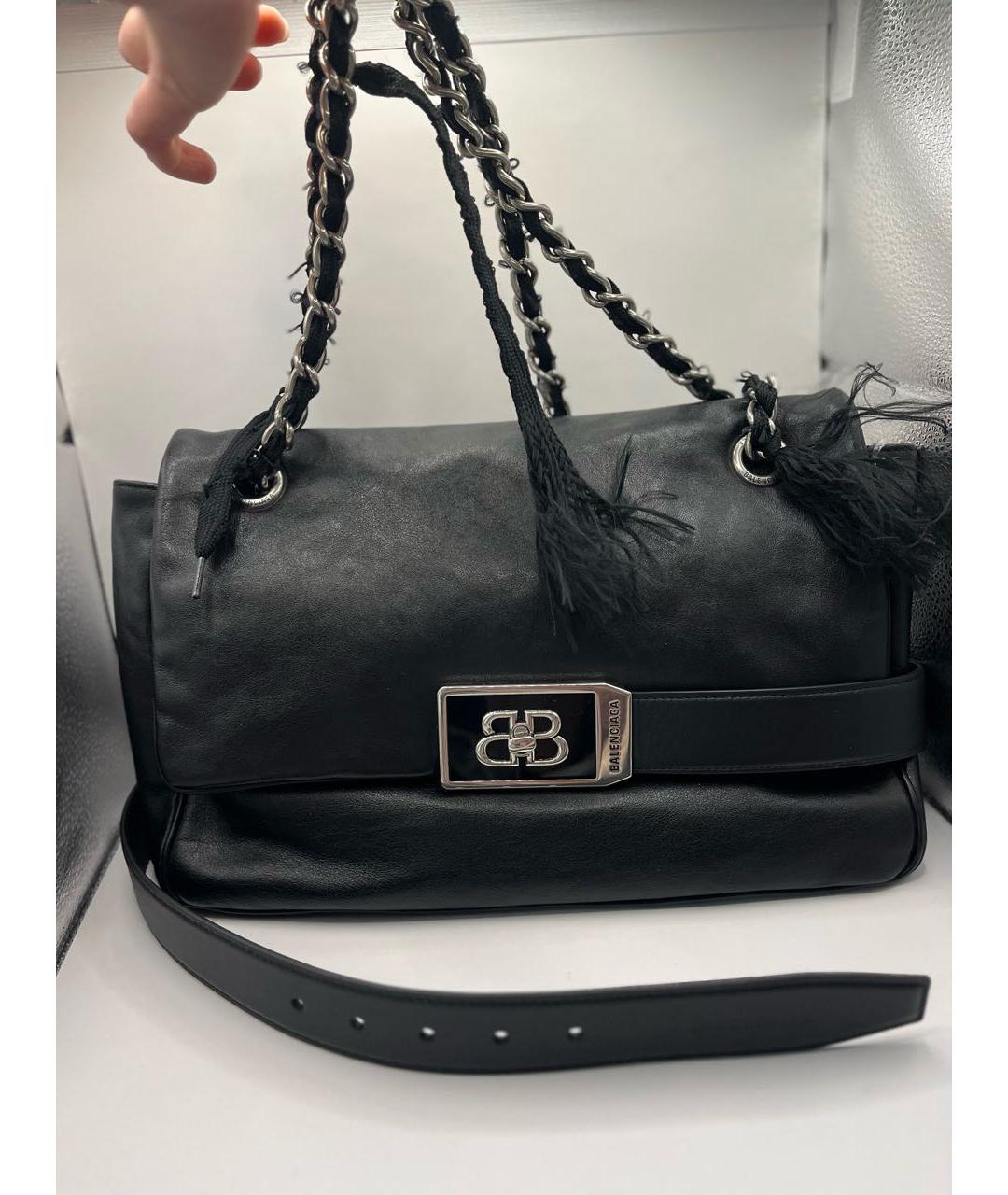 BALENCIAGA Черная кожаная сумка с короткими ручками, фото 5