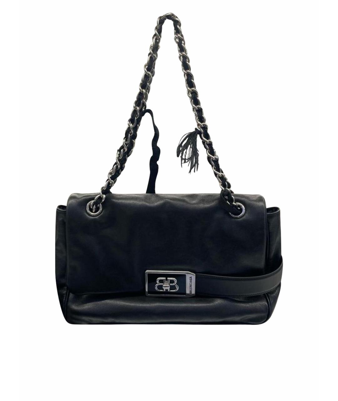 BALENCIAGA Черная кожаная сумка с короткими ручками, фото 1