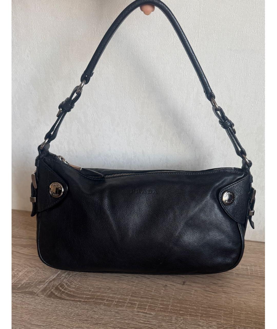 PRADA Черная кожаная сумка с короткими ручками, фото 8