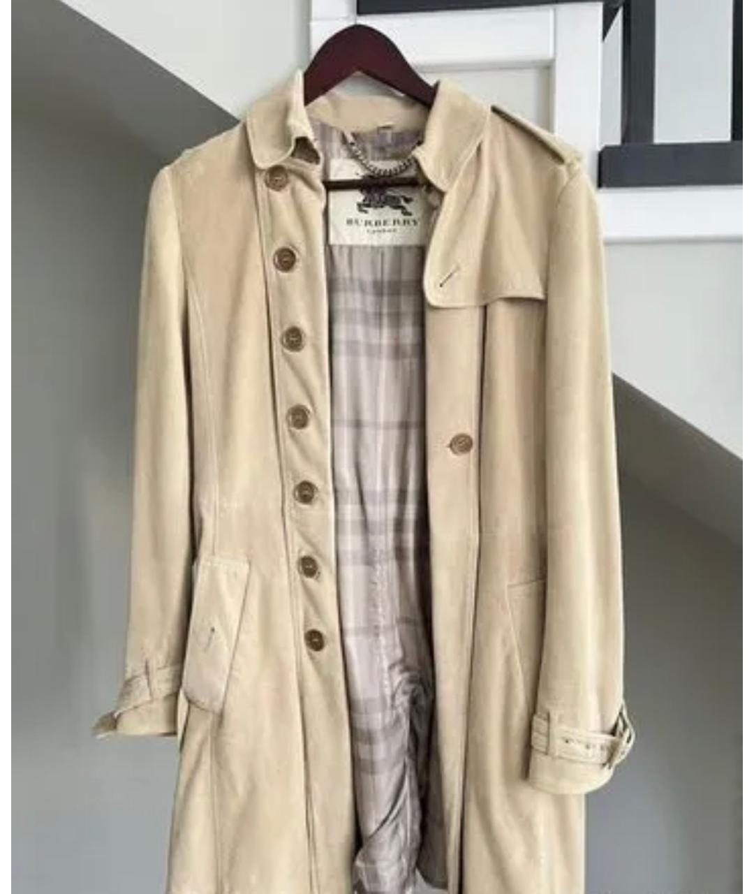 BURBERRY Бежевый замшевый тренч/плащ, фото 2