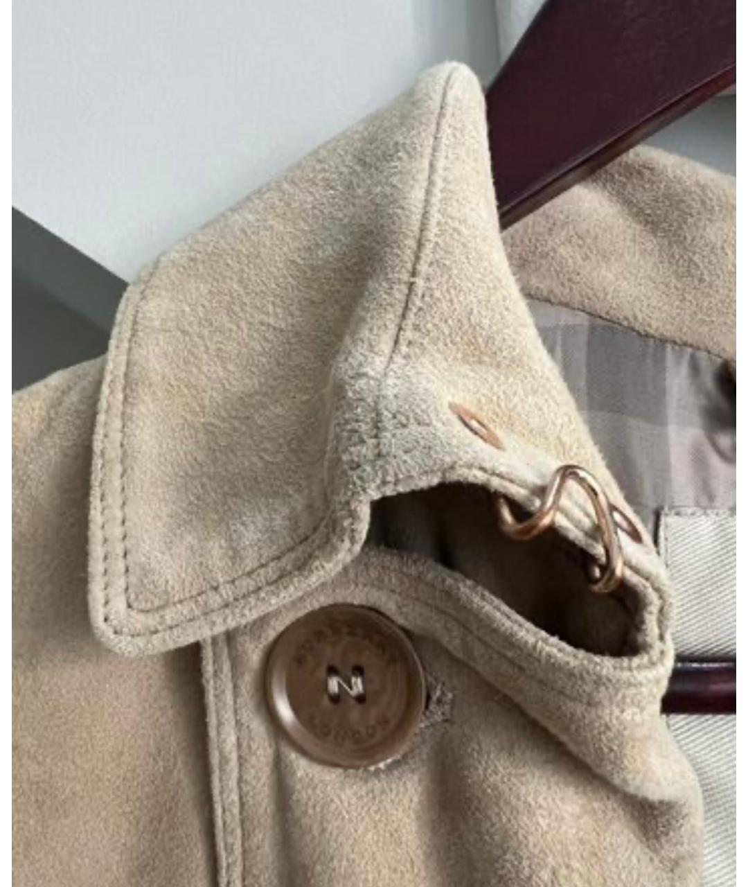 BURBERRY Бежевый замшевый тренч/плащ, фото 4