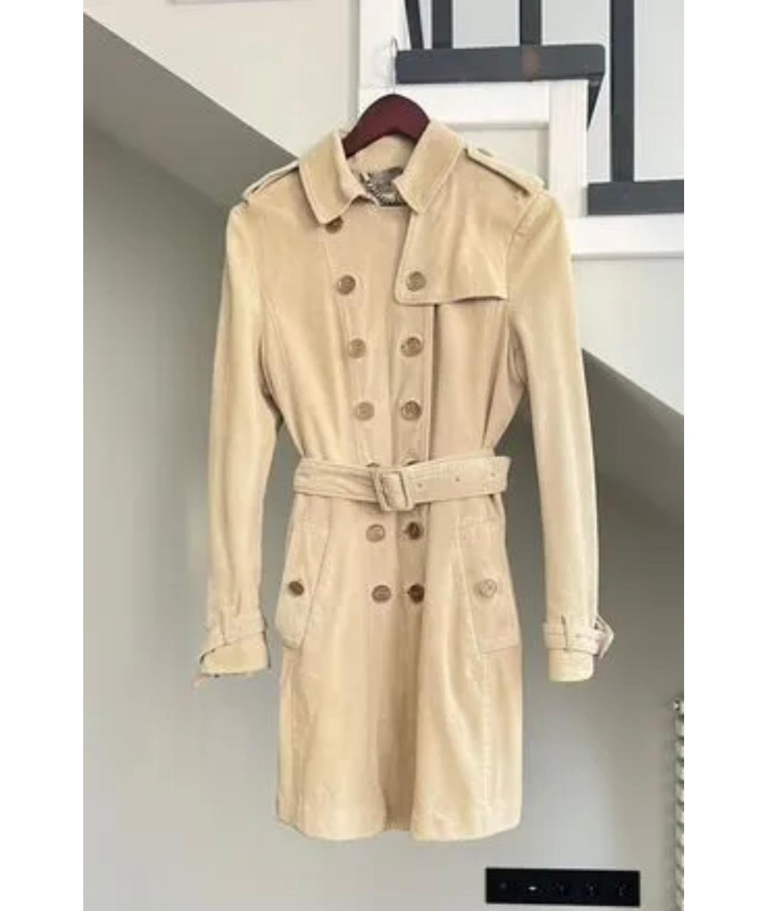 BURBERRY Бежевый замшевый тренч/плащ, фото 10