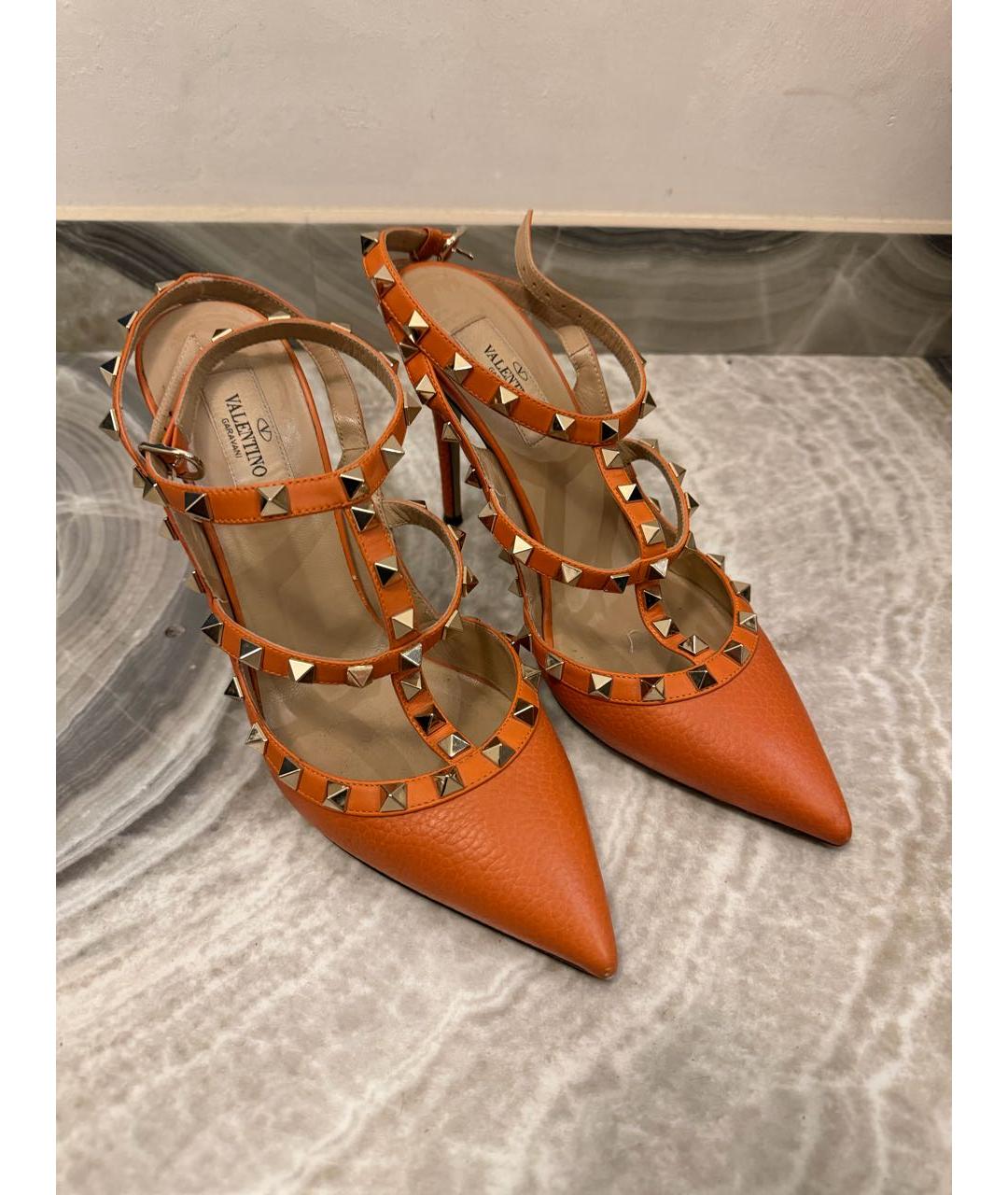VALENTINO Оранжевое кожаные туфли, фото 2
