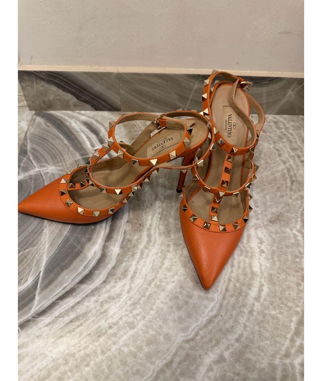 VALENTINO Оранжевое кожаные туфли, фото 5