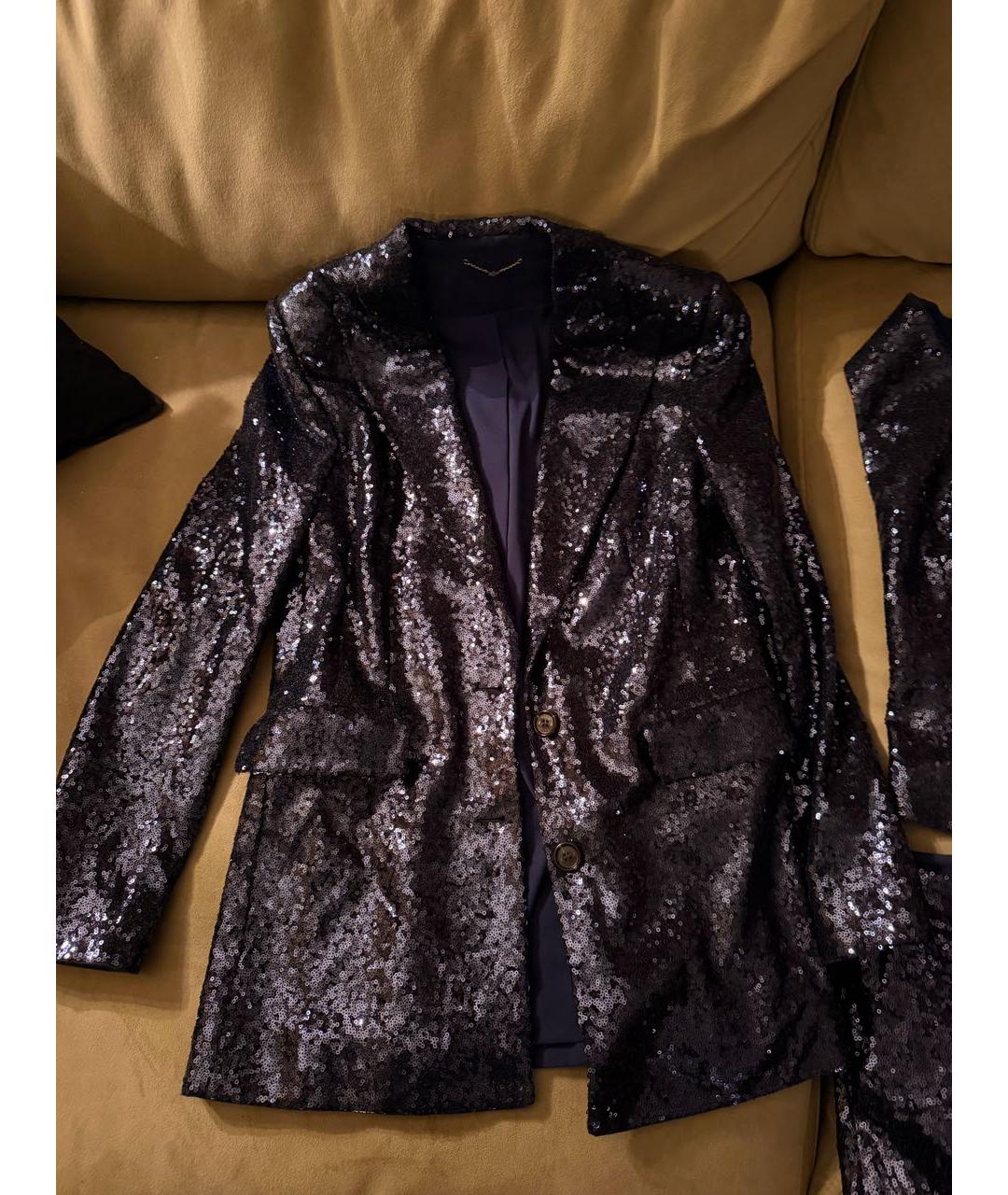 YANA RASKOVALOVA Синий атласный костюм с брюками, фото 7