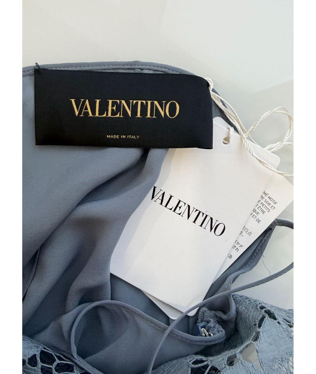 VALENTINO Синее шелковое коктейльное платье, фото 3