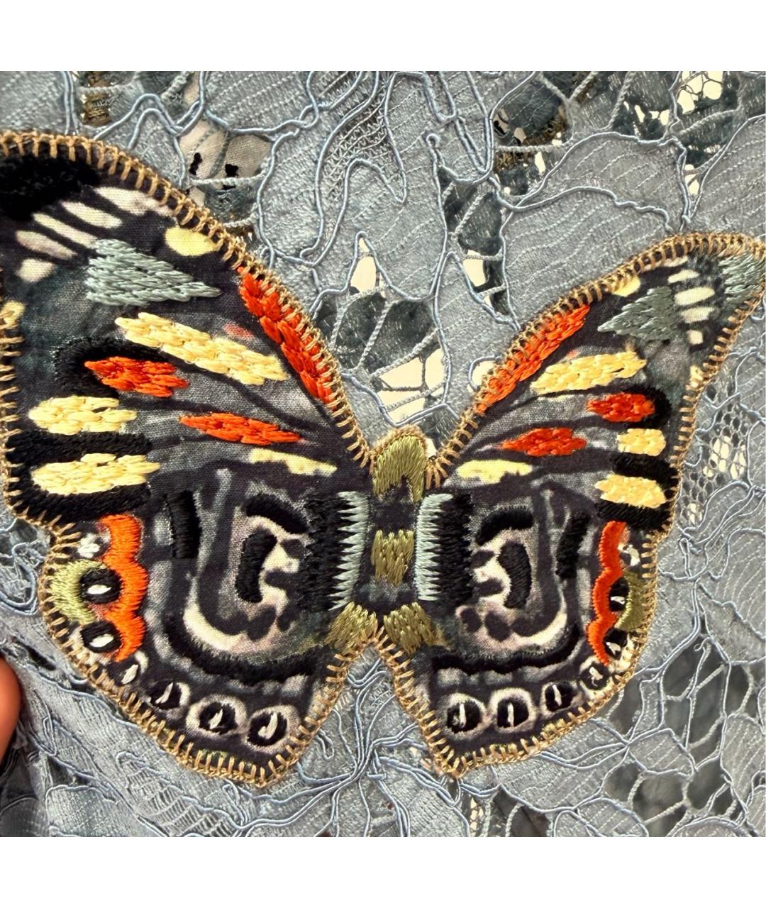 VALENTINO Синее шелковое коктейльное платье, фото 5