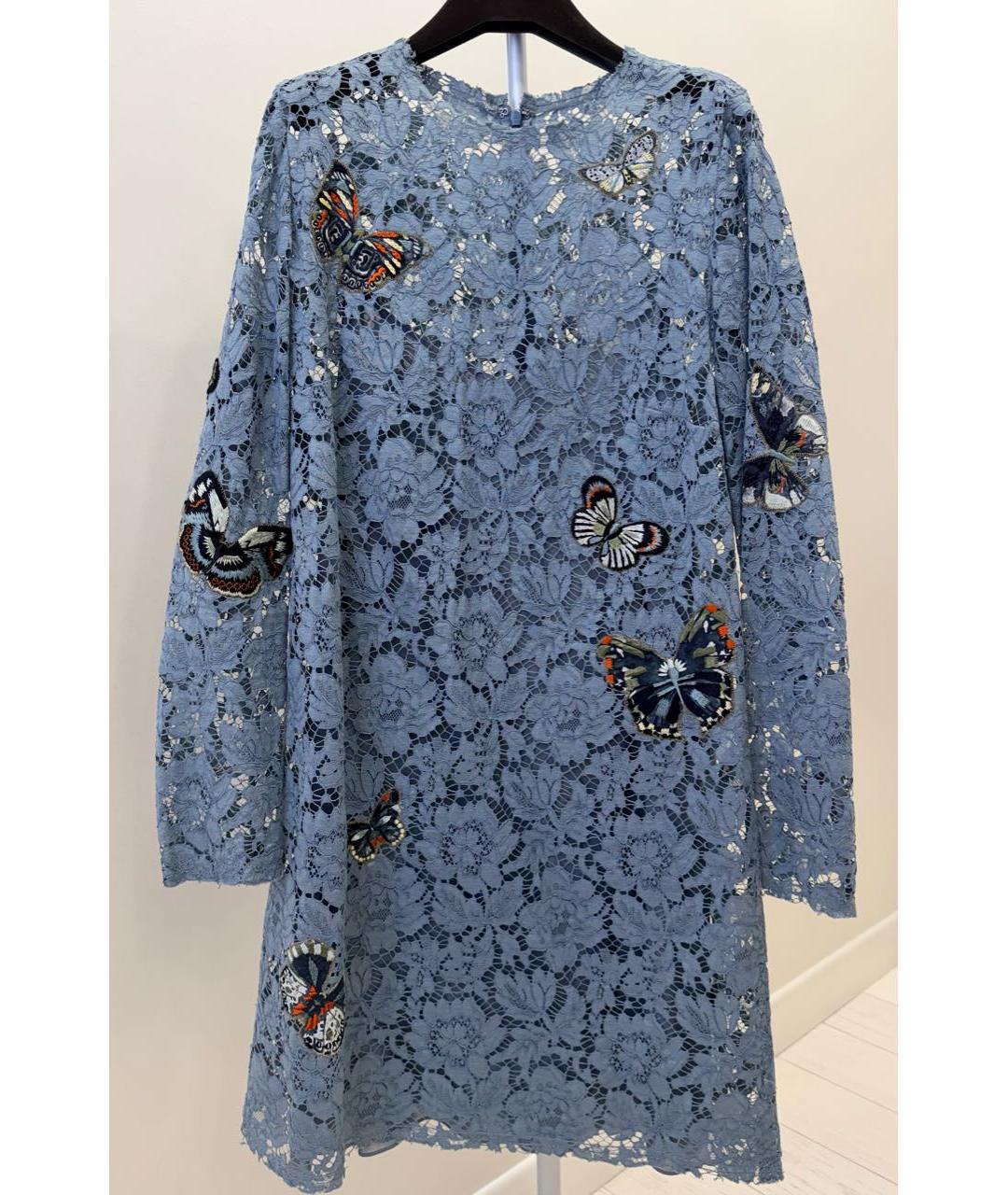 VALENTINO Синее шелковое коктейльное платье, фото 7