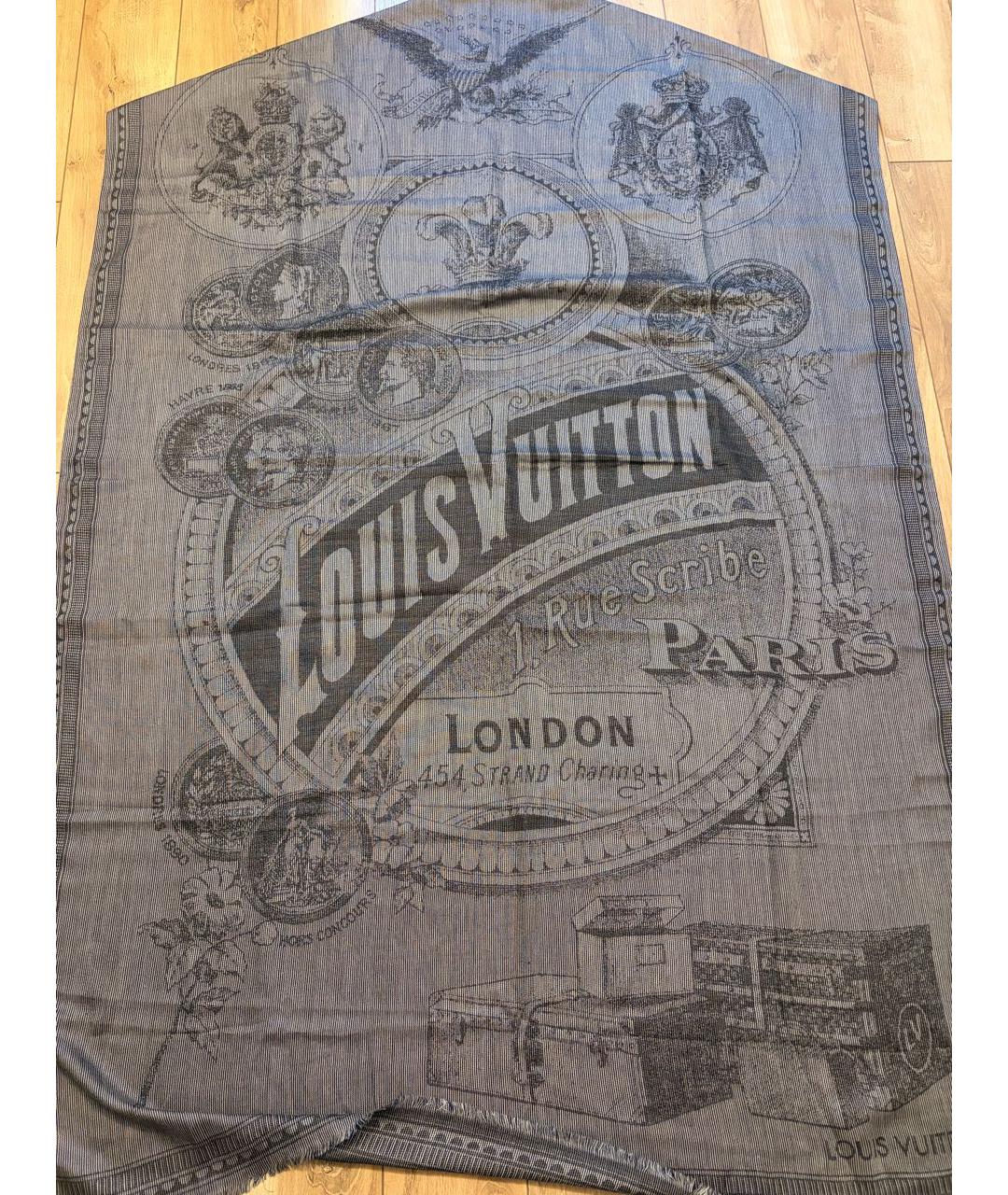 LOUIS VUITTON Серый кашемировый шарф, фото 5