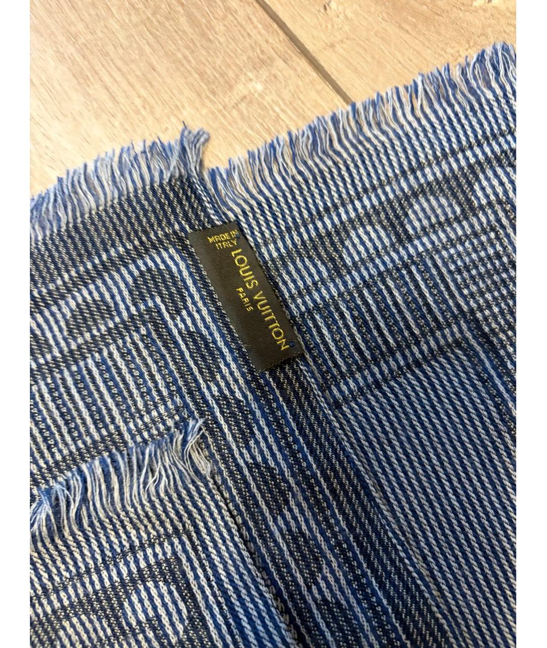 LOUIS VUITTON Серый кашемировый шарф, фото 3