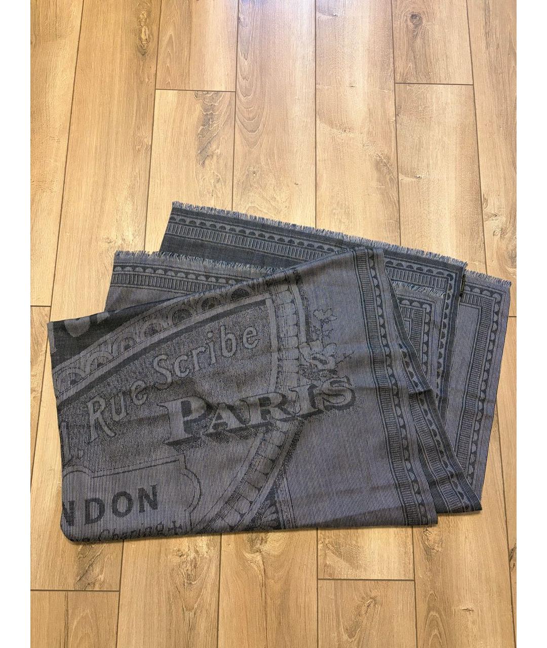 LOUIS VUITTON Серый кашемировый шарф, фото 4