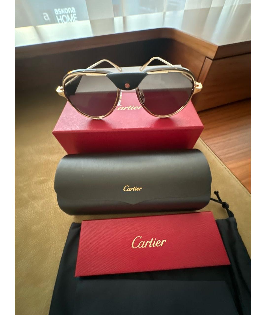 CARTIER Золотые металлические солнцезащитные очки, фото 4