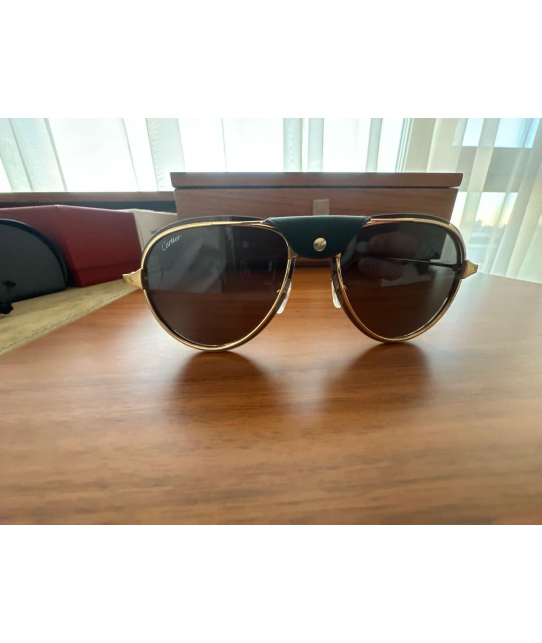 CARTIER Золотые металлические солнцезащитные очки, фото 5