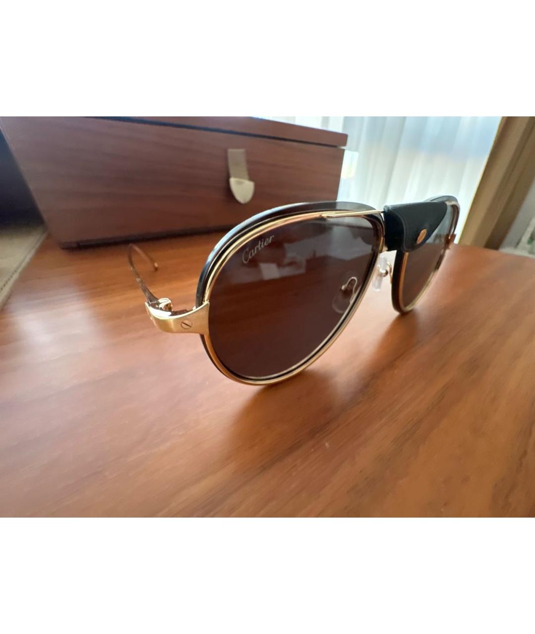 CARTIER Золотые металлические солнцезащитные очки, фото 2