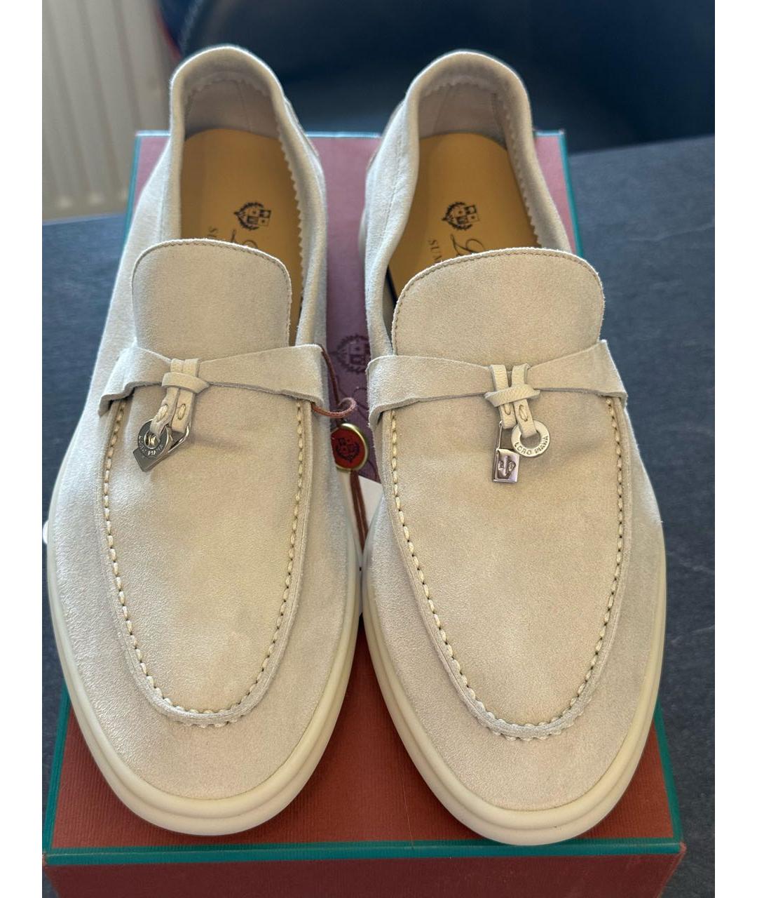 LORO PIANA Бежевые замшевые лоферы, фото 2