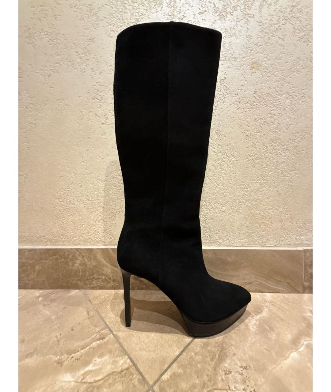 SAINT LAURENT Черные замшевые сапоги, фото 8