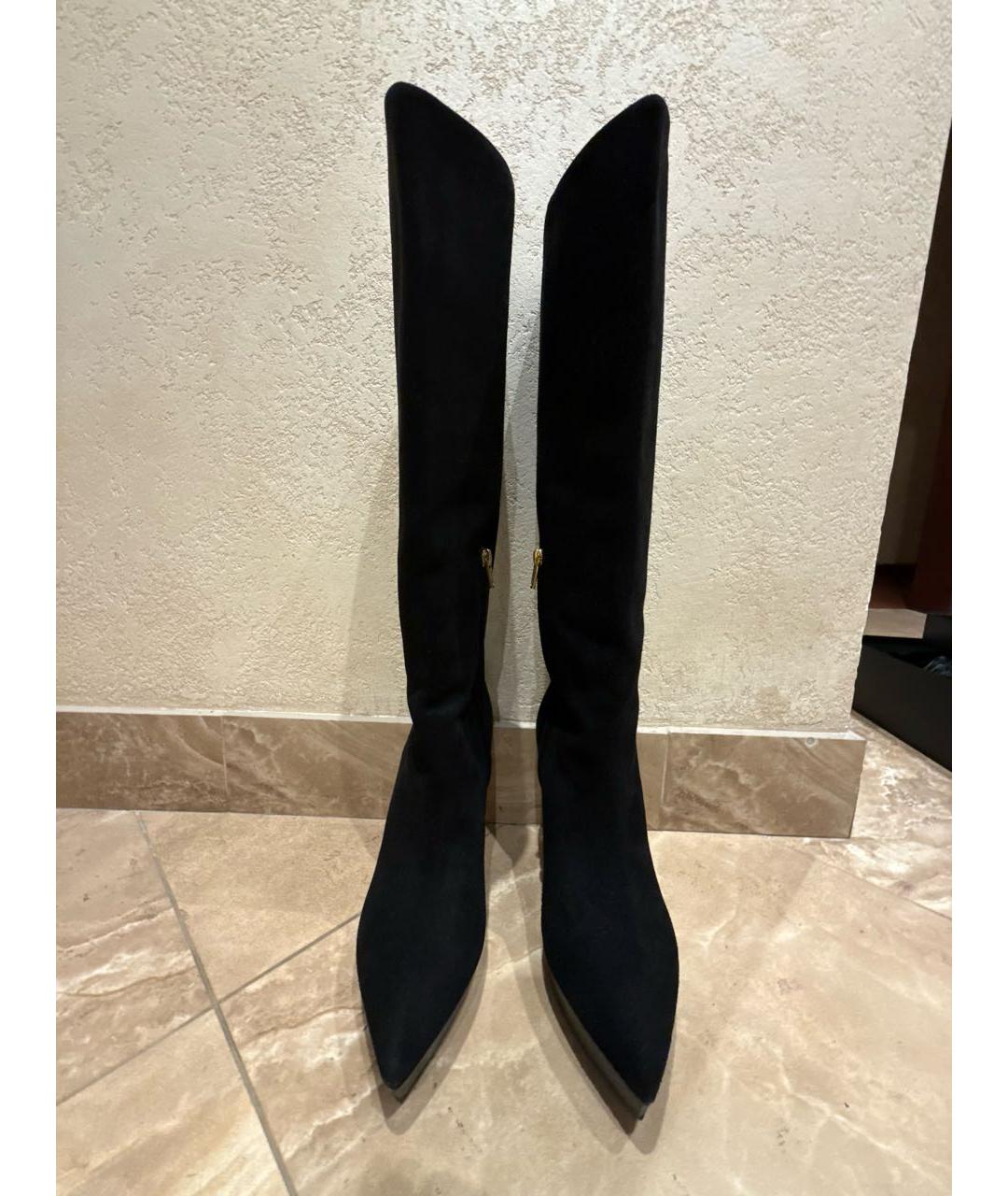 SAINT LAURENT Черные замшевые сапоги, фото 2