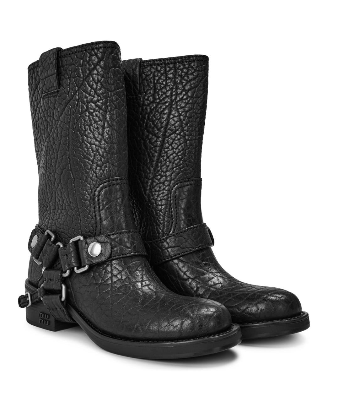 MIU MIU Черные кожаные сапоги, фото 3