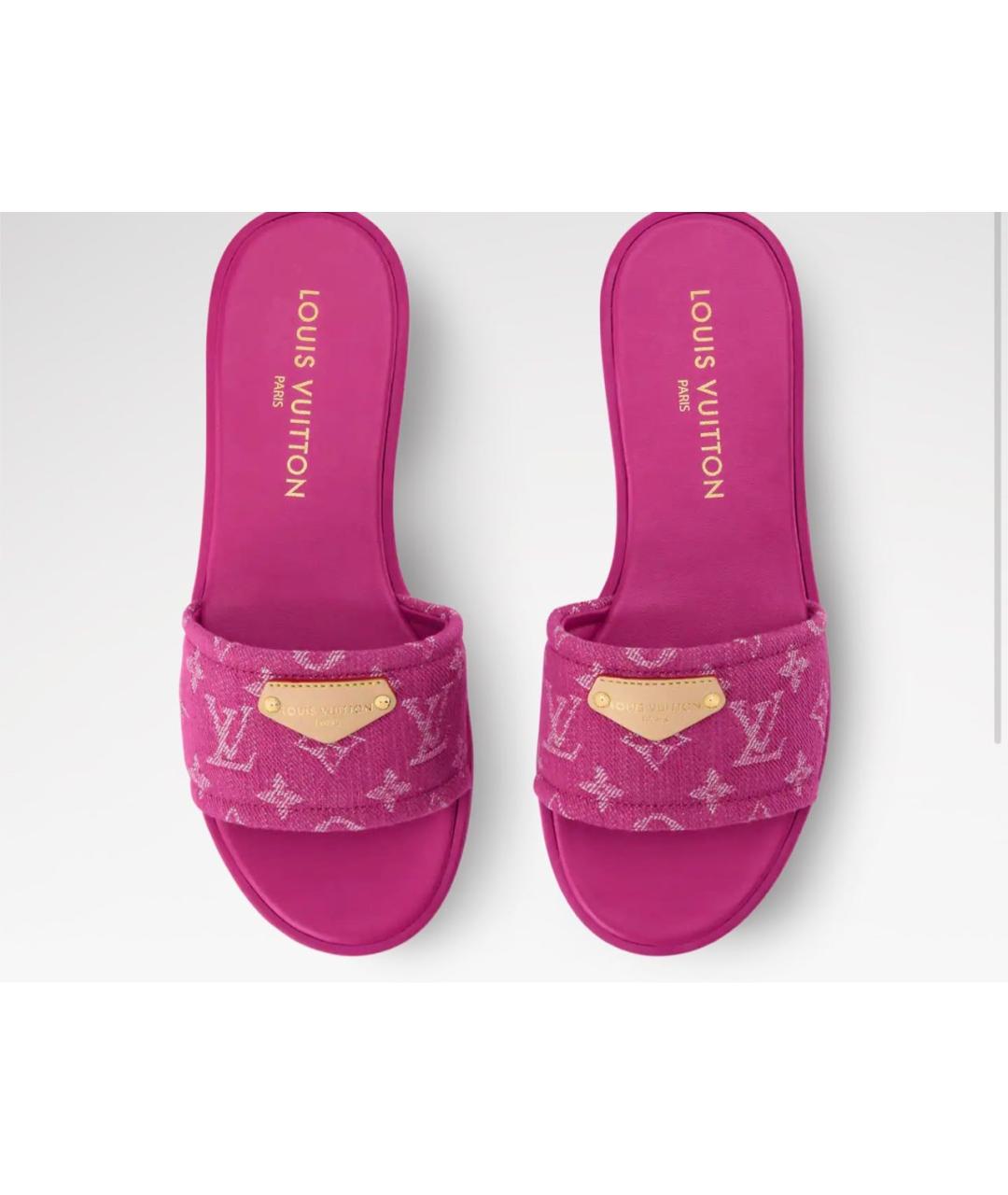 LOUIS VUITTON Фуксия текстильные шлепанцы, фото 2