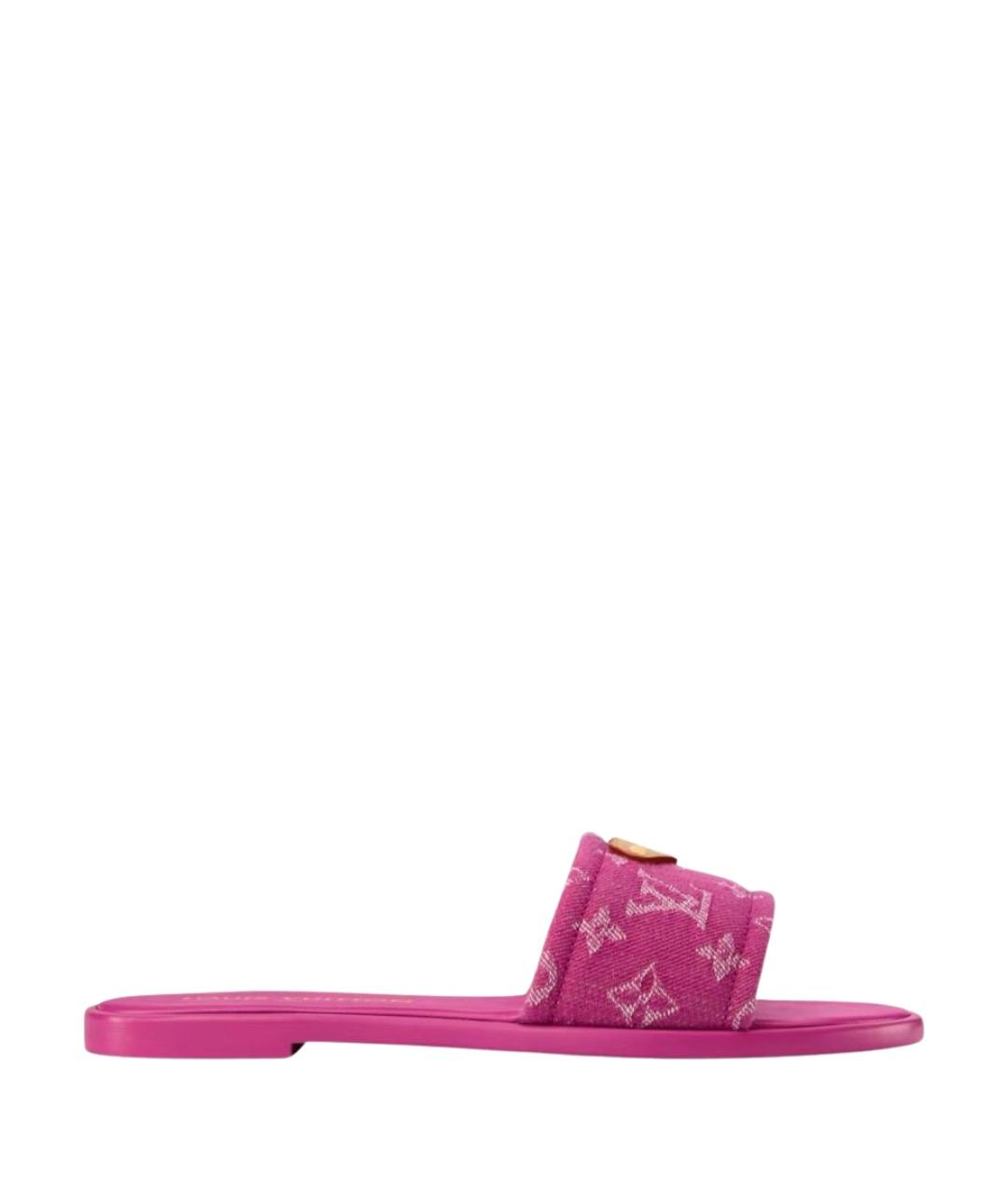 LOUIS VUITTON Фуксия текстильные шлепанцы, фото 1